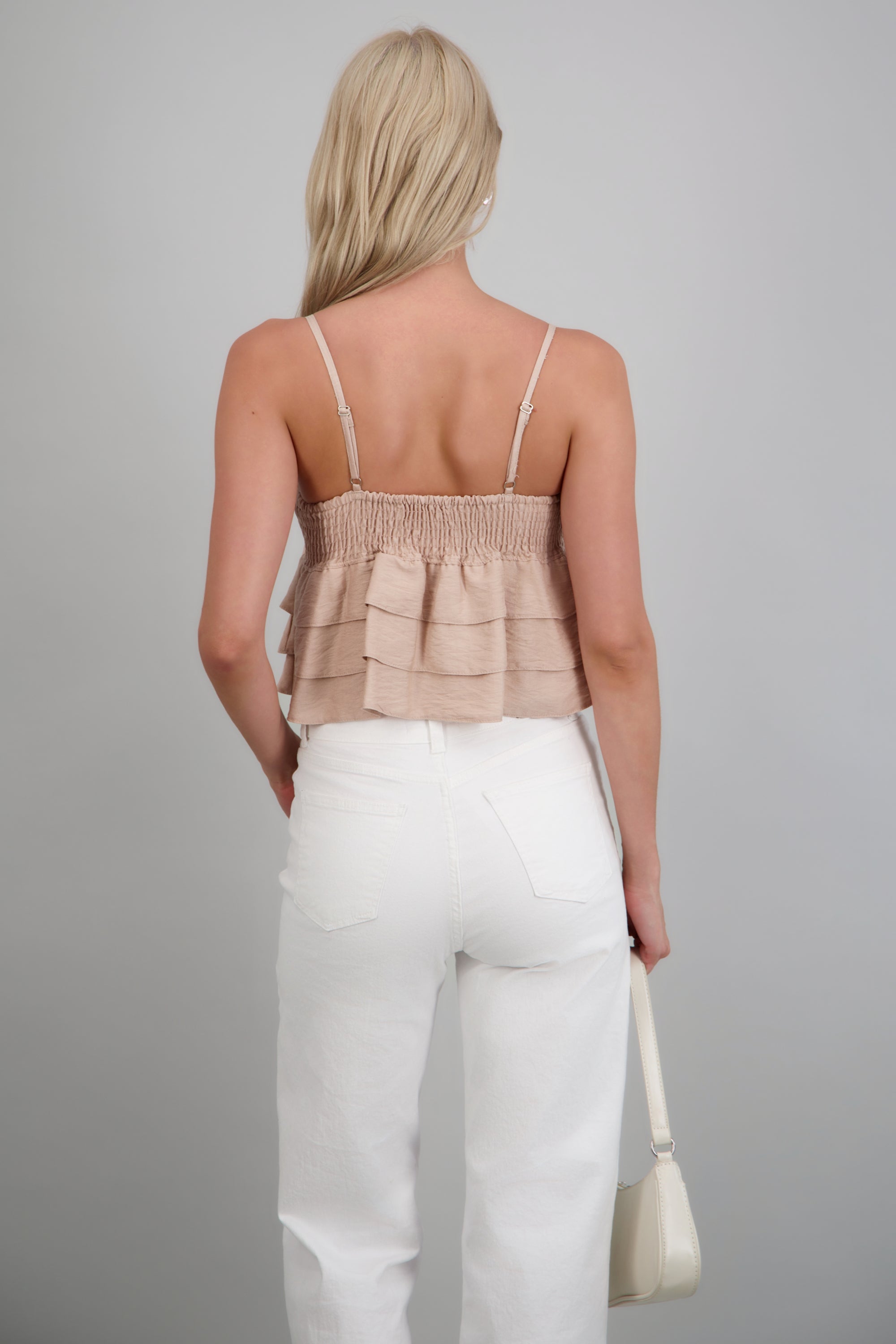 Top tirantes con olanes BEIGE