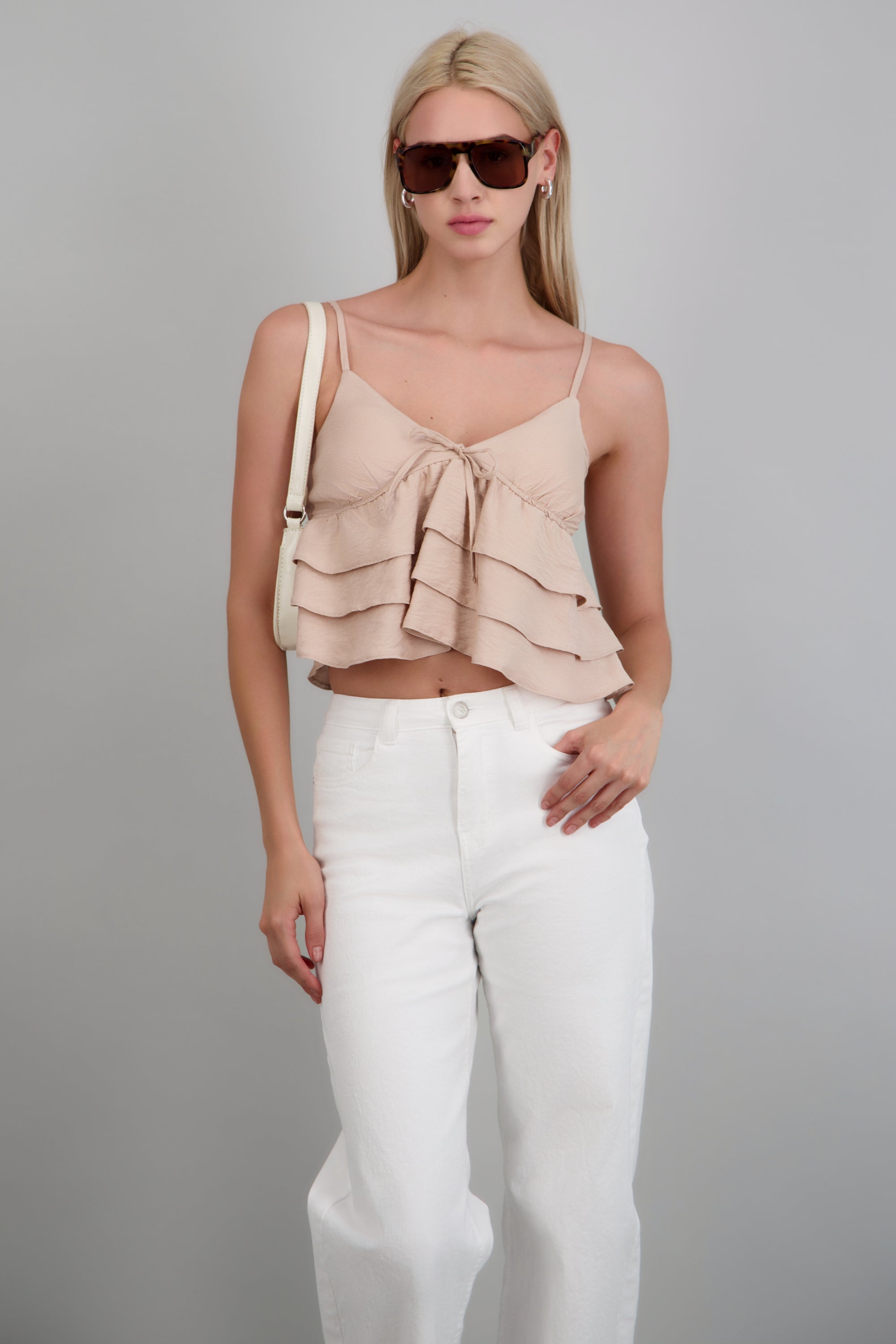 Top tirantes con olanes BEIGE