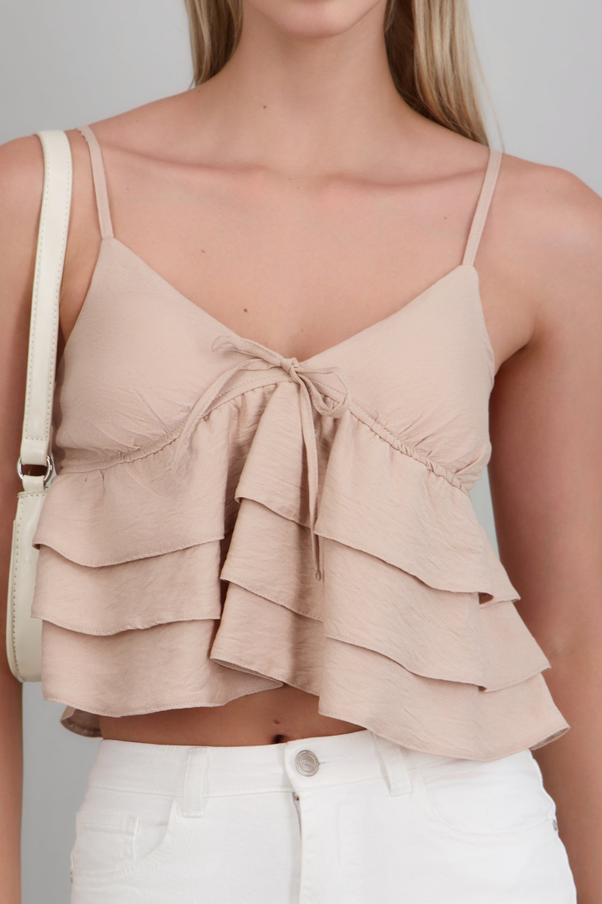 Top tirantes con olanes BEIGE