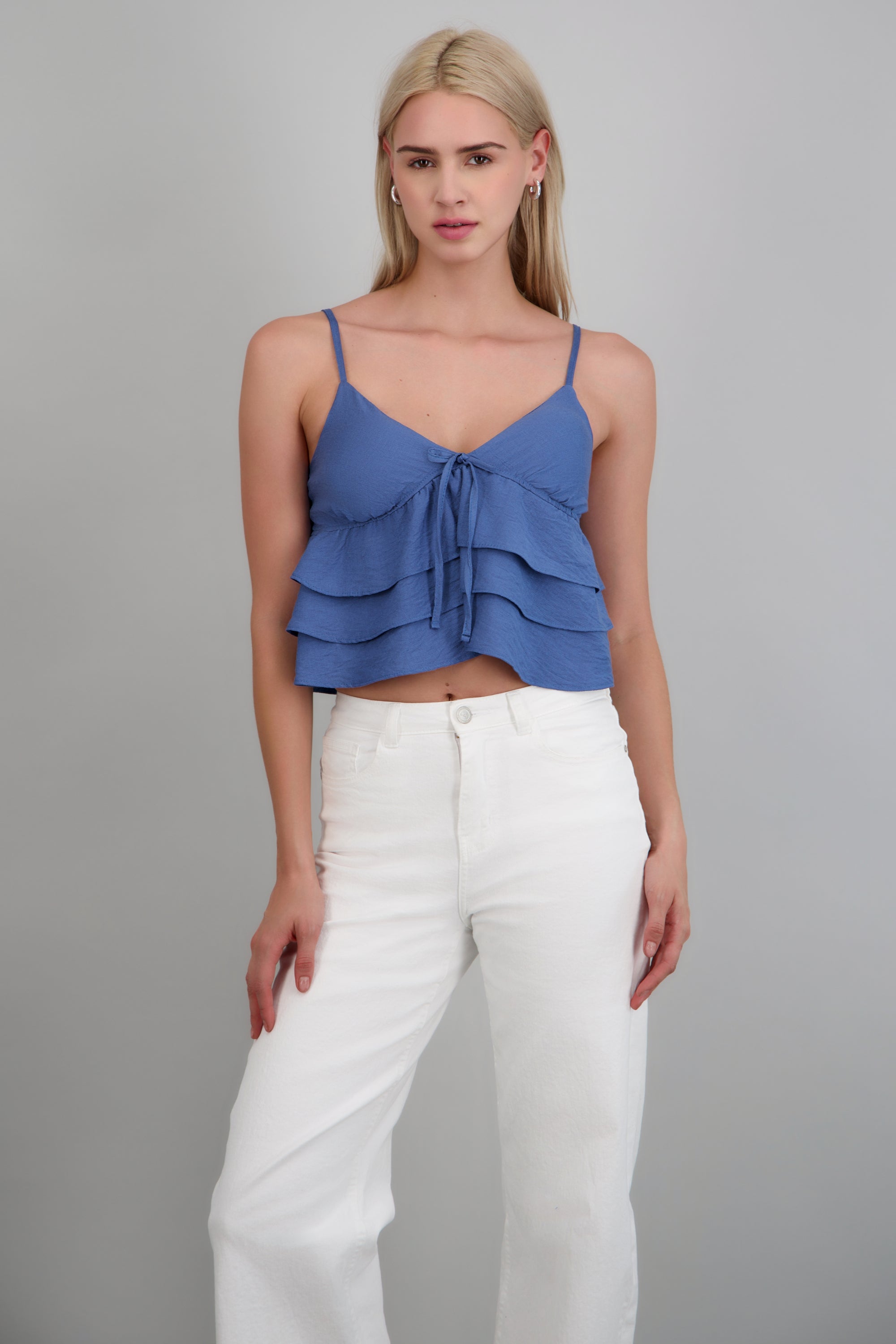 Top tirantes con olanes AZUL PATO