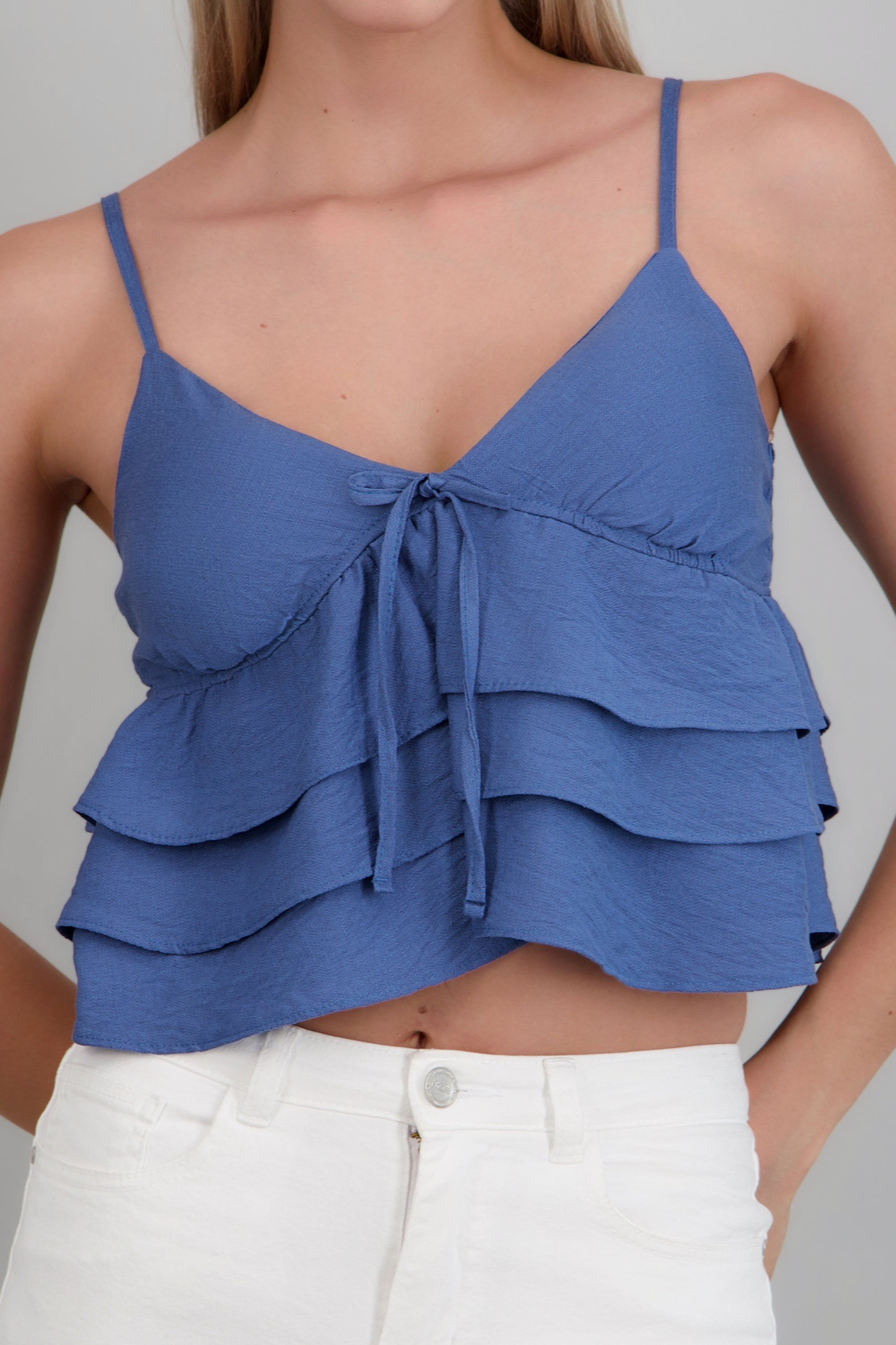 Top tirantes con olanes AZUL PATO