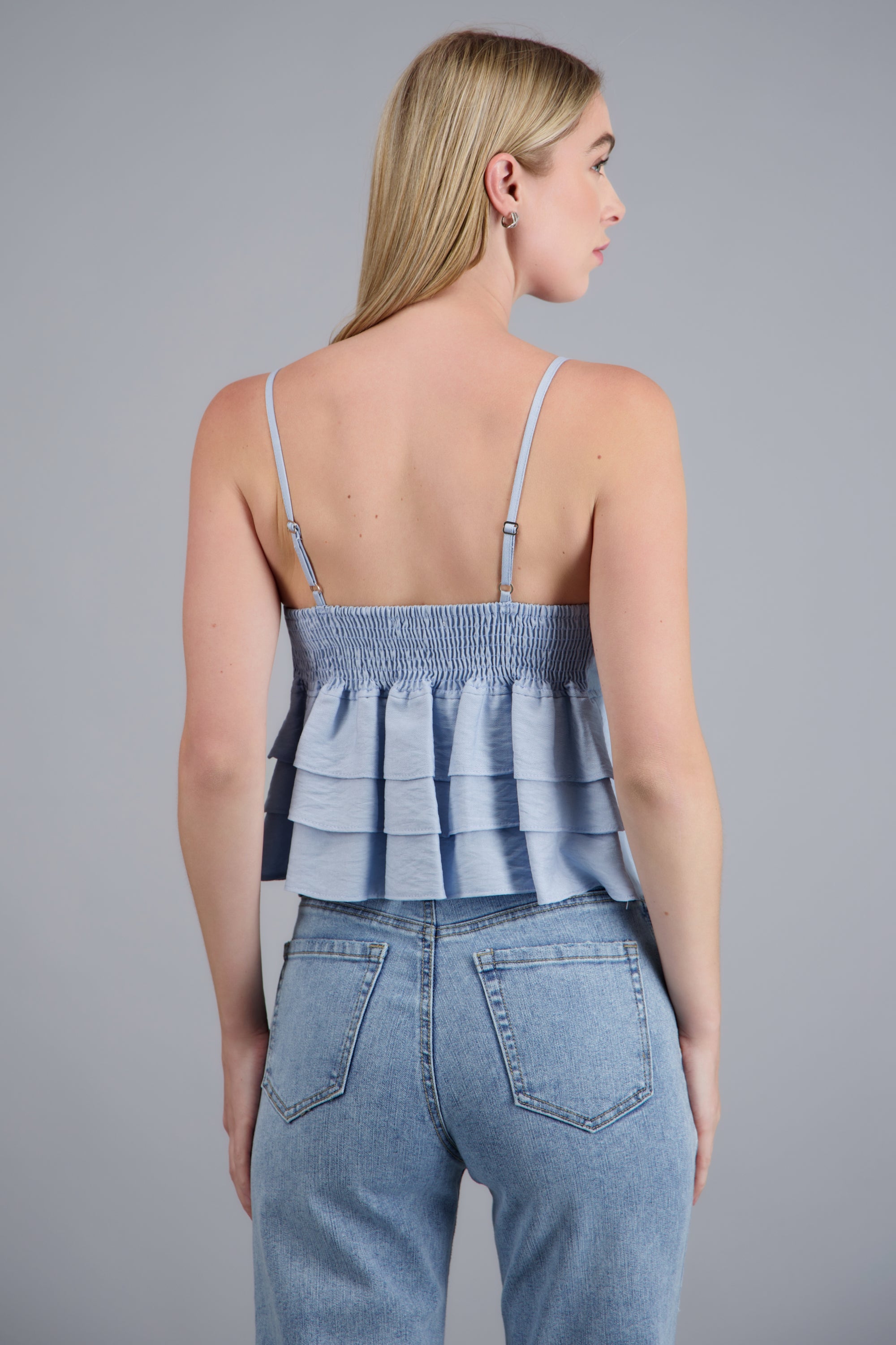 Top tirantes con olanes AZUL PASTEL