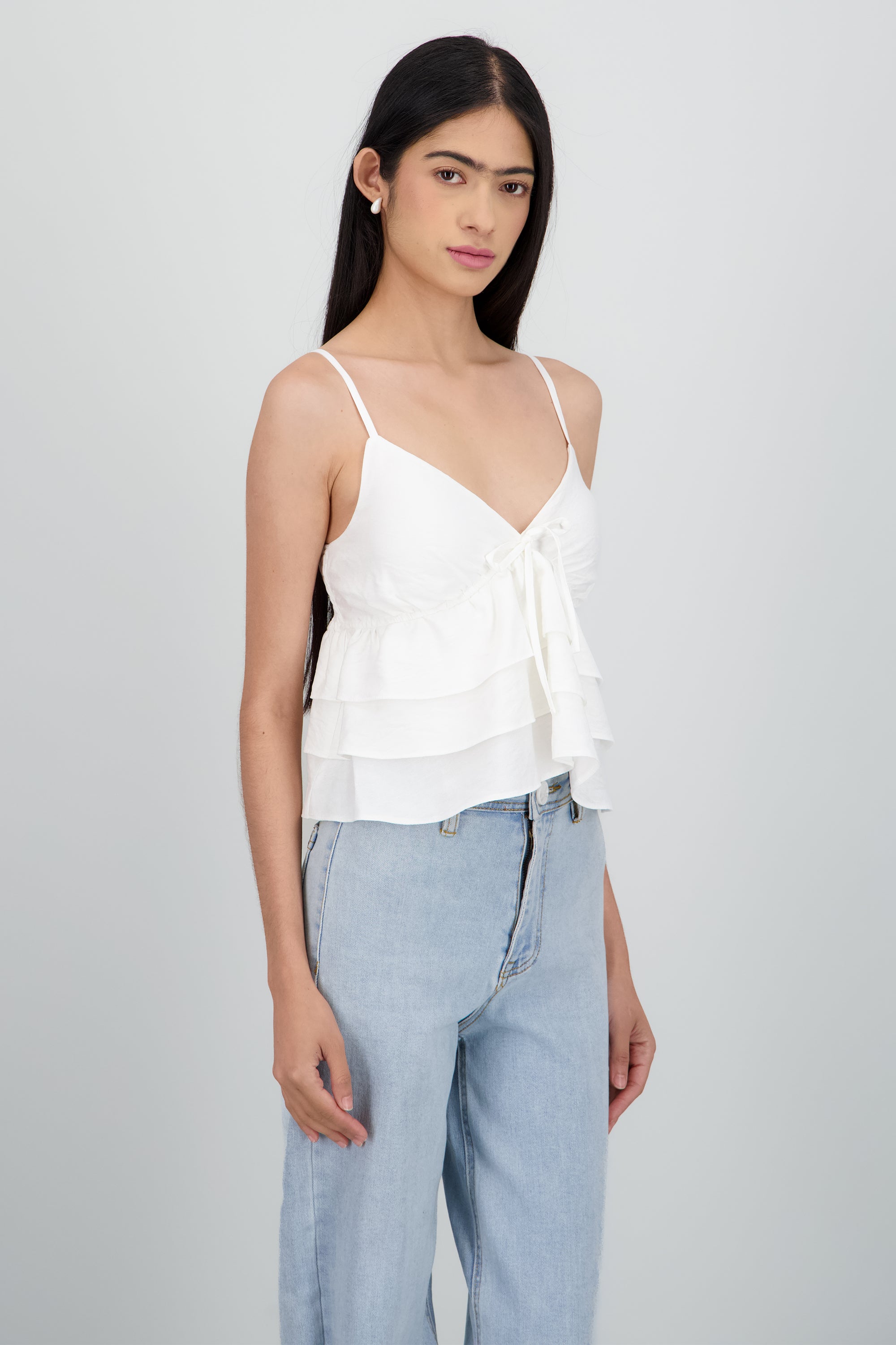 Top tirantes con olanes BLANCO