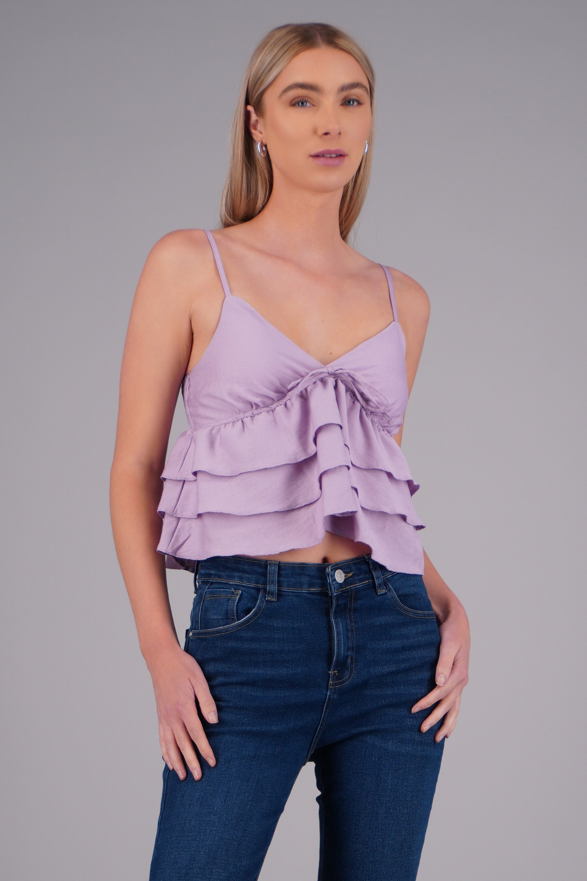 Top tirantes con olanes LILA