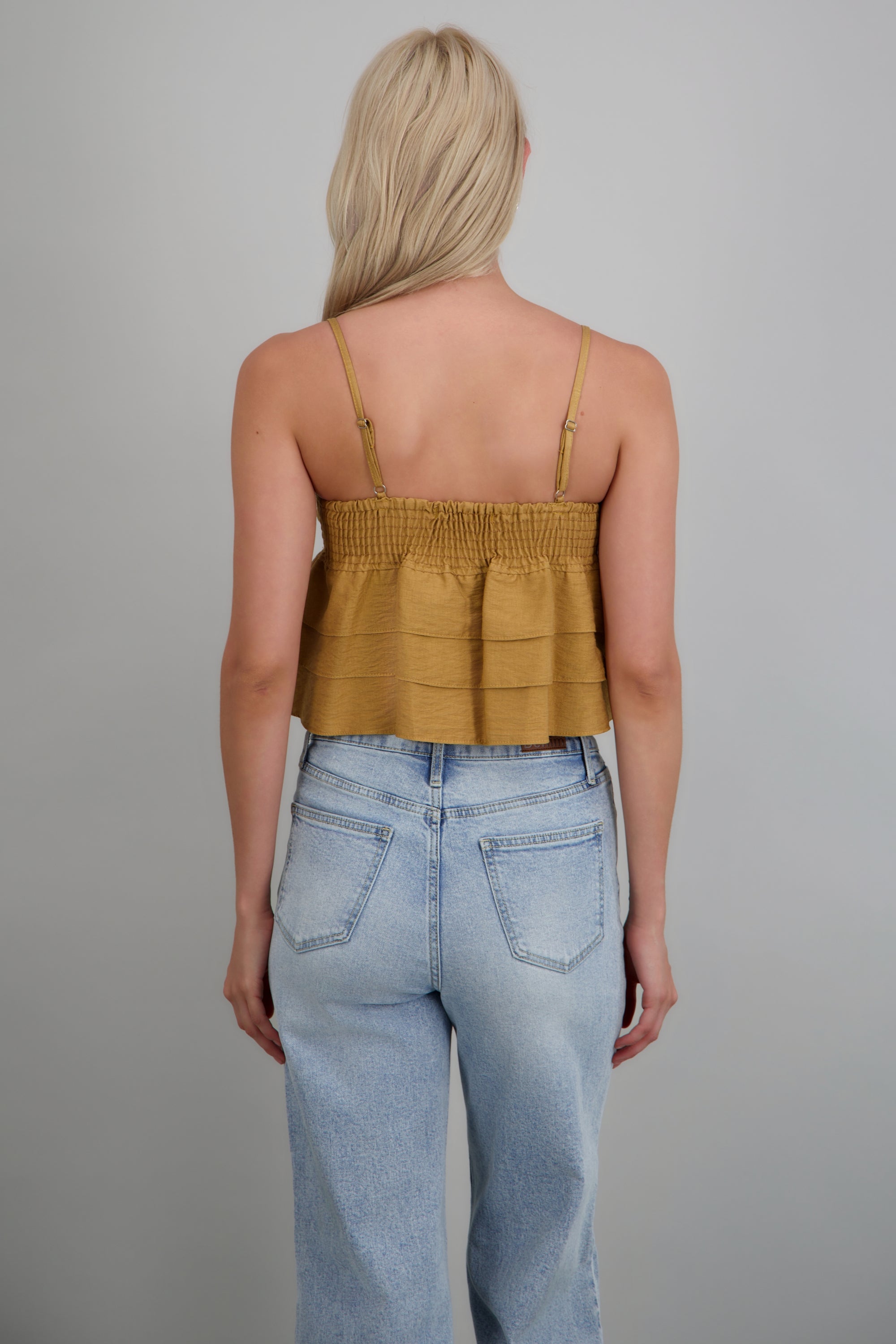Top tirantes con olanes CAMELLO