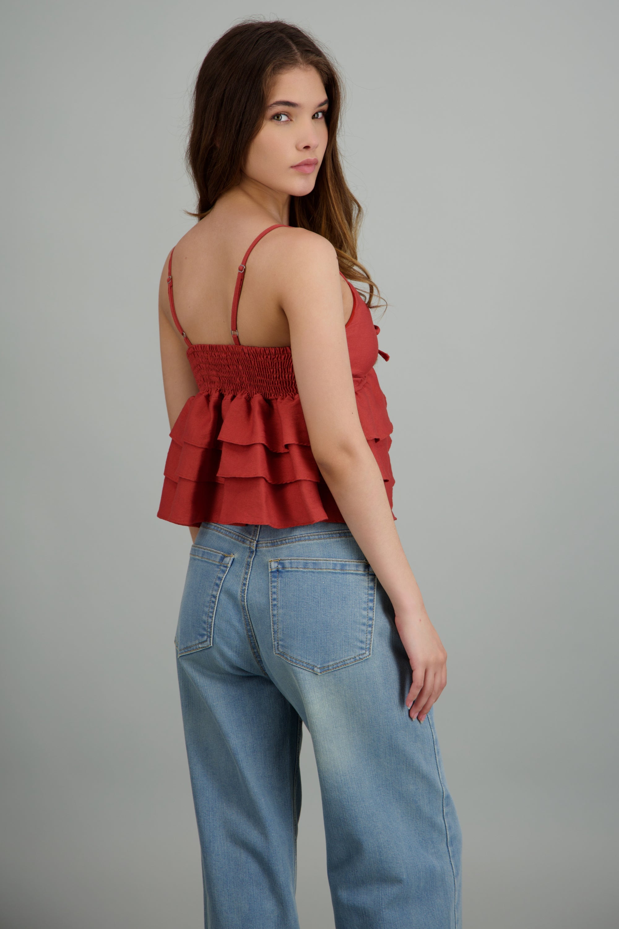 Top tirantes con olanes LADRILLO