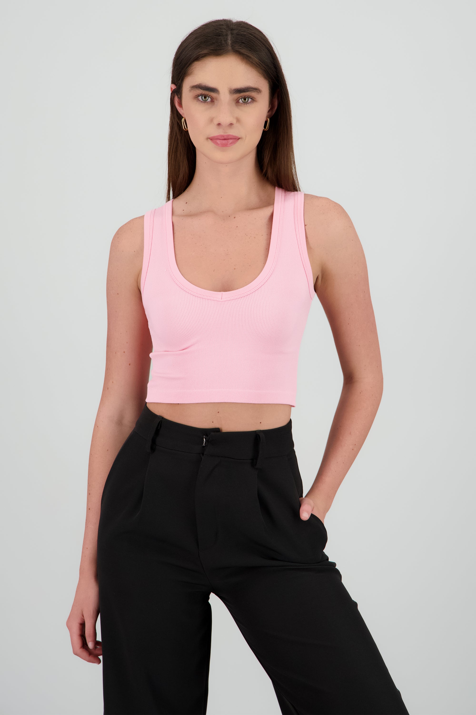 Top cuello v sin manga ROSA