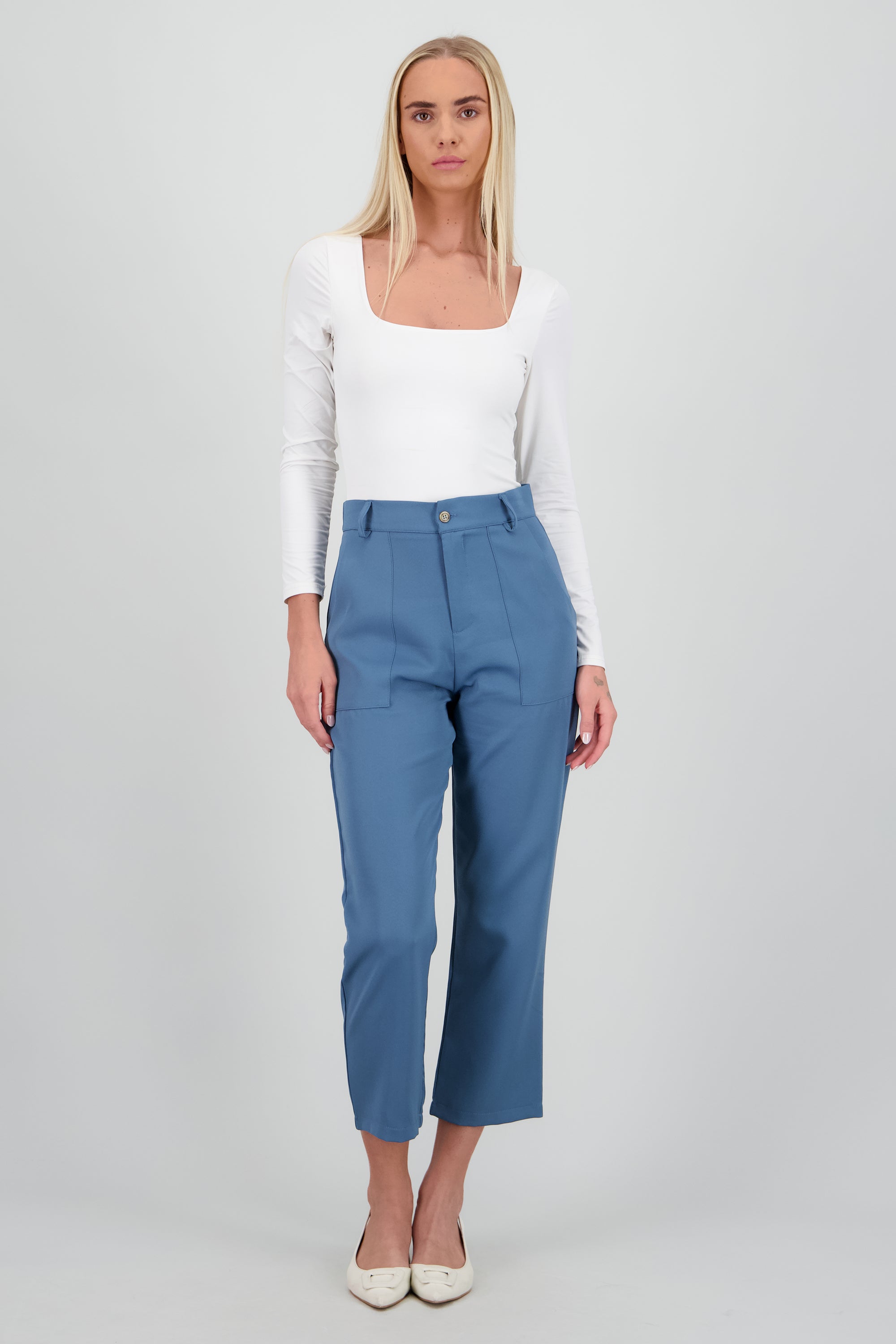 Pantalón Cintura Alta Capri Bolsas INDIGO