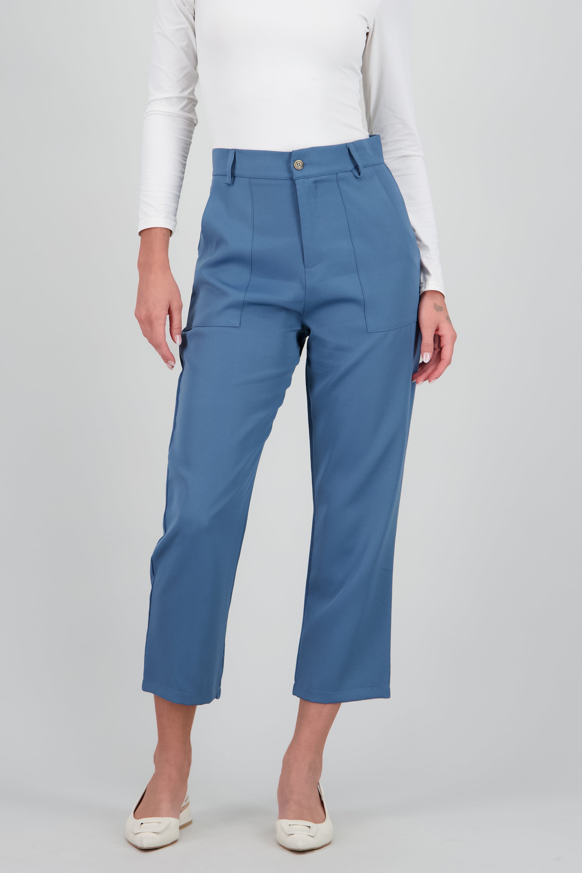 Pantalón Cintura Alta Capri Bolsas INDIGO