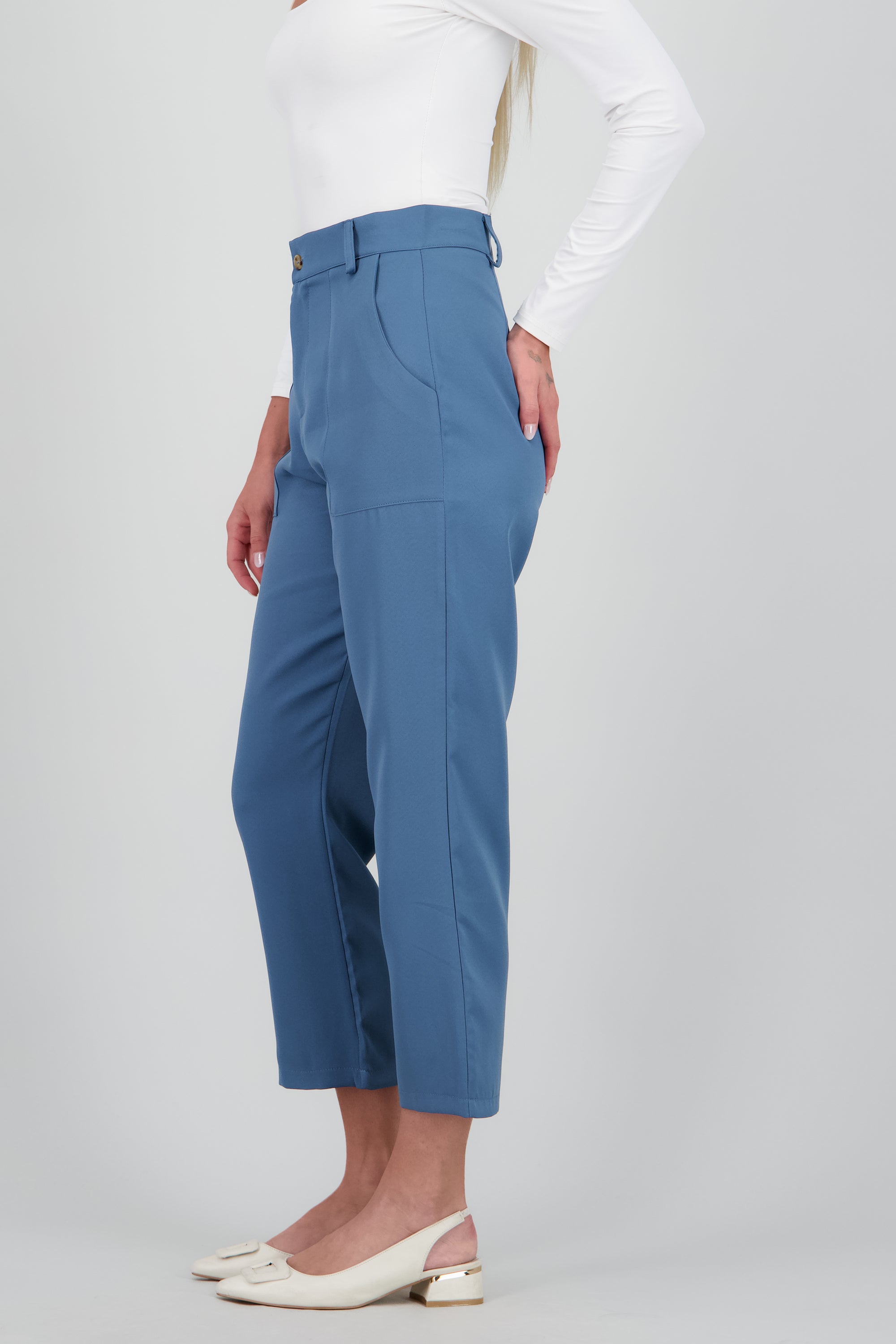 Pantalón Cintura Alta Capri Bolsas INDIGO