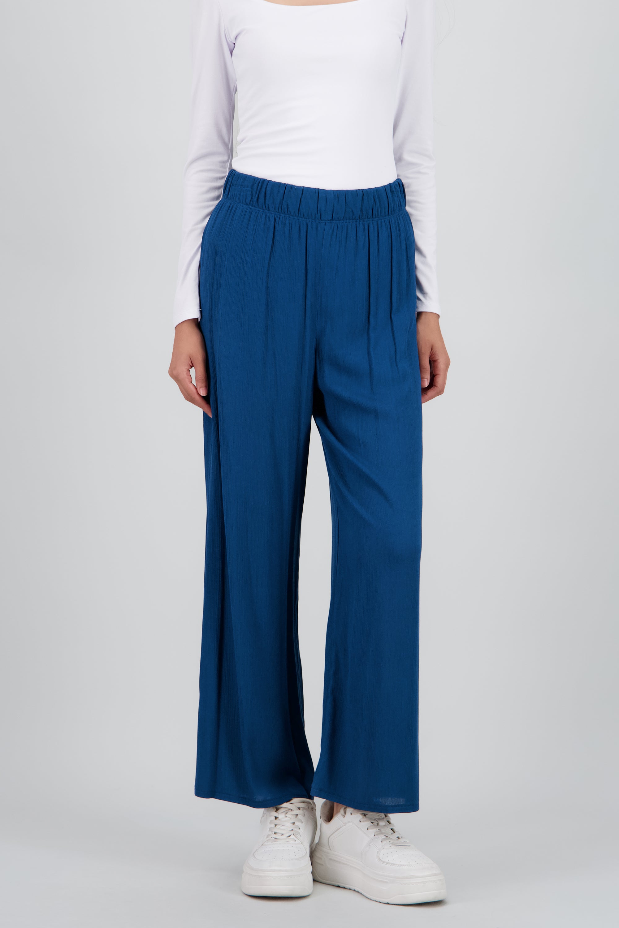 Pantalón Wide Leg Cintura Elástico AZUL PATO