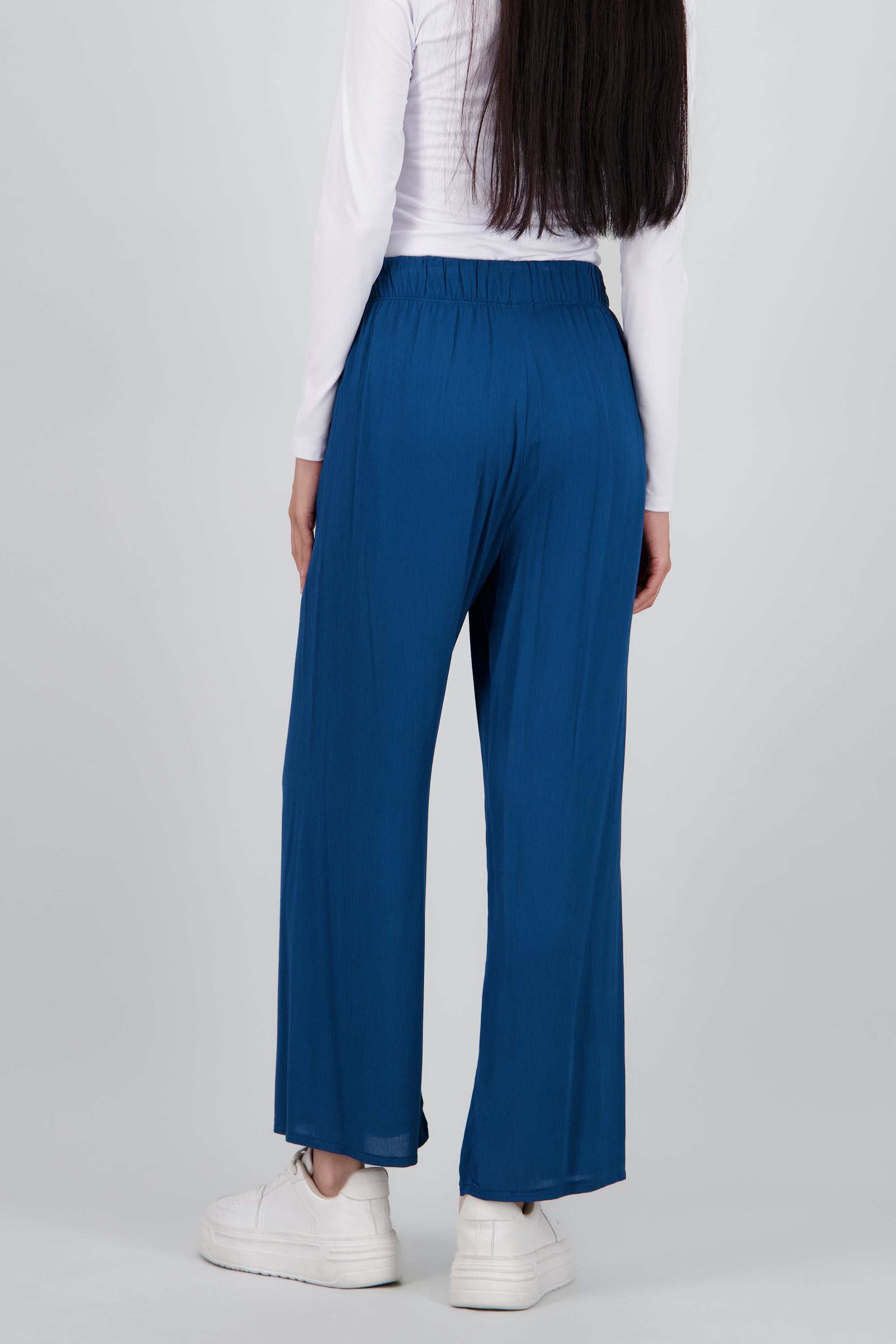 Pantalón Wide Leg Cintura Elástico AZUL PATO