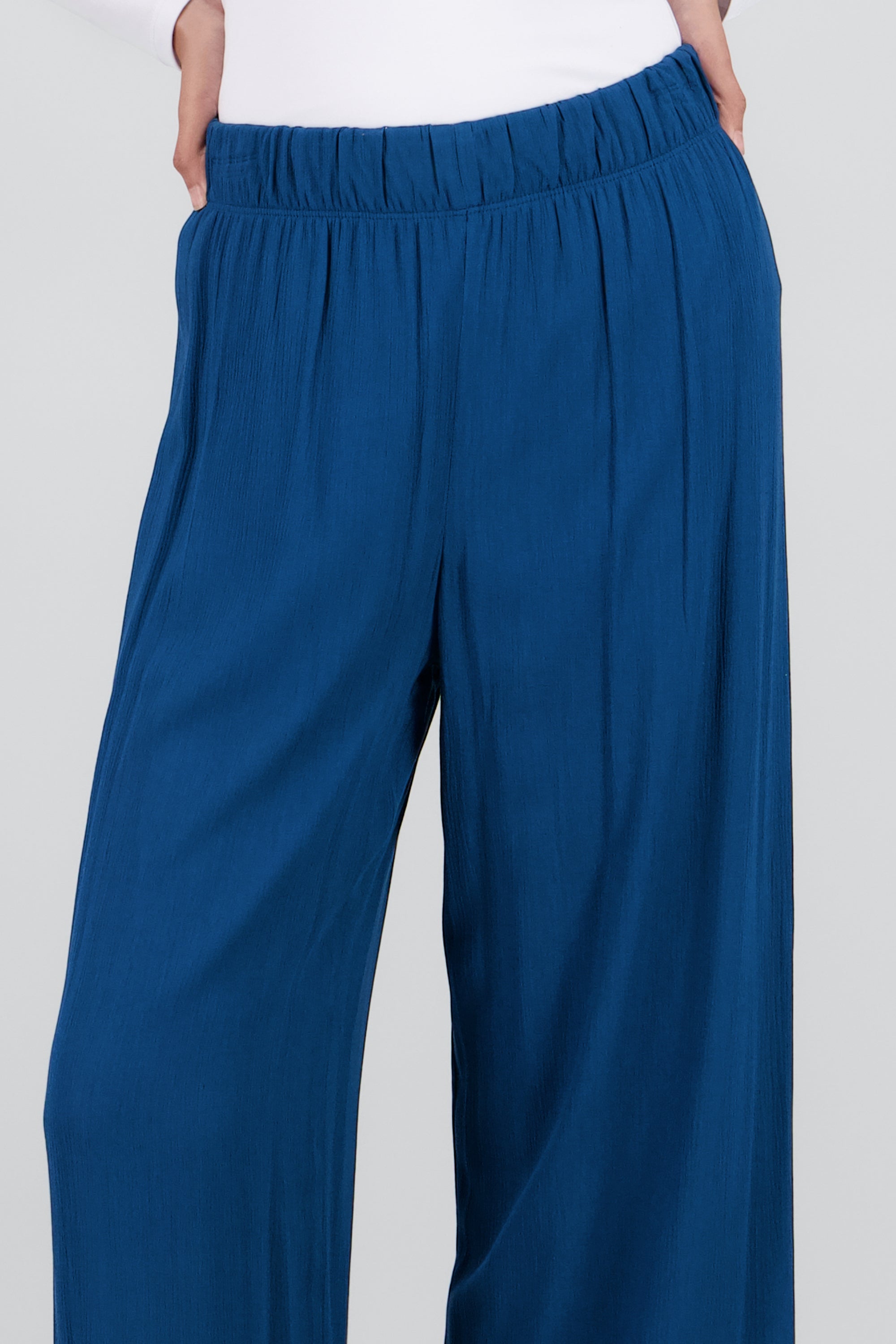 Pantalón Wide Leg Cintura Elástico AZUL PATO