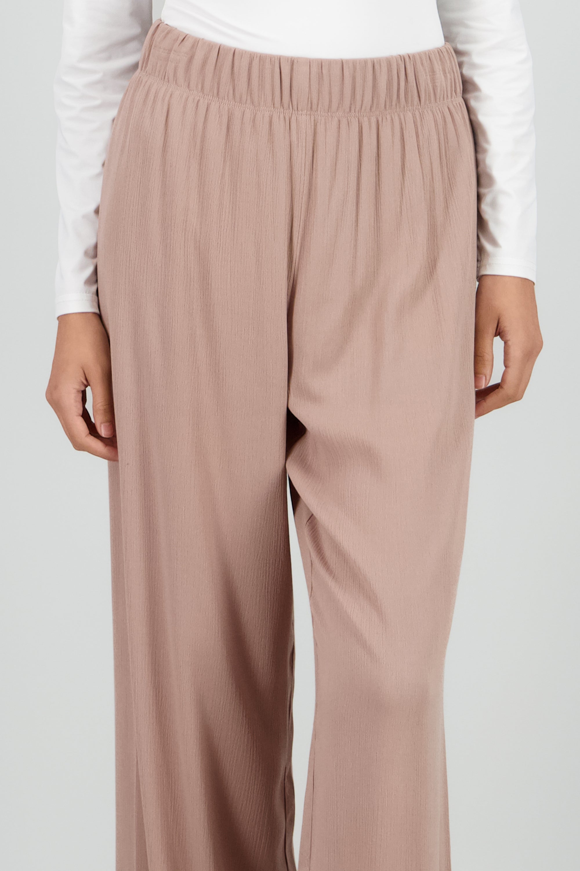 Pantalón Wide Leg Cintura Elástico CAFE