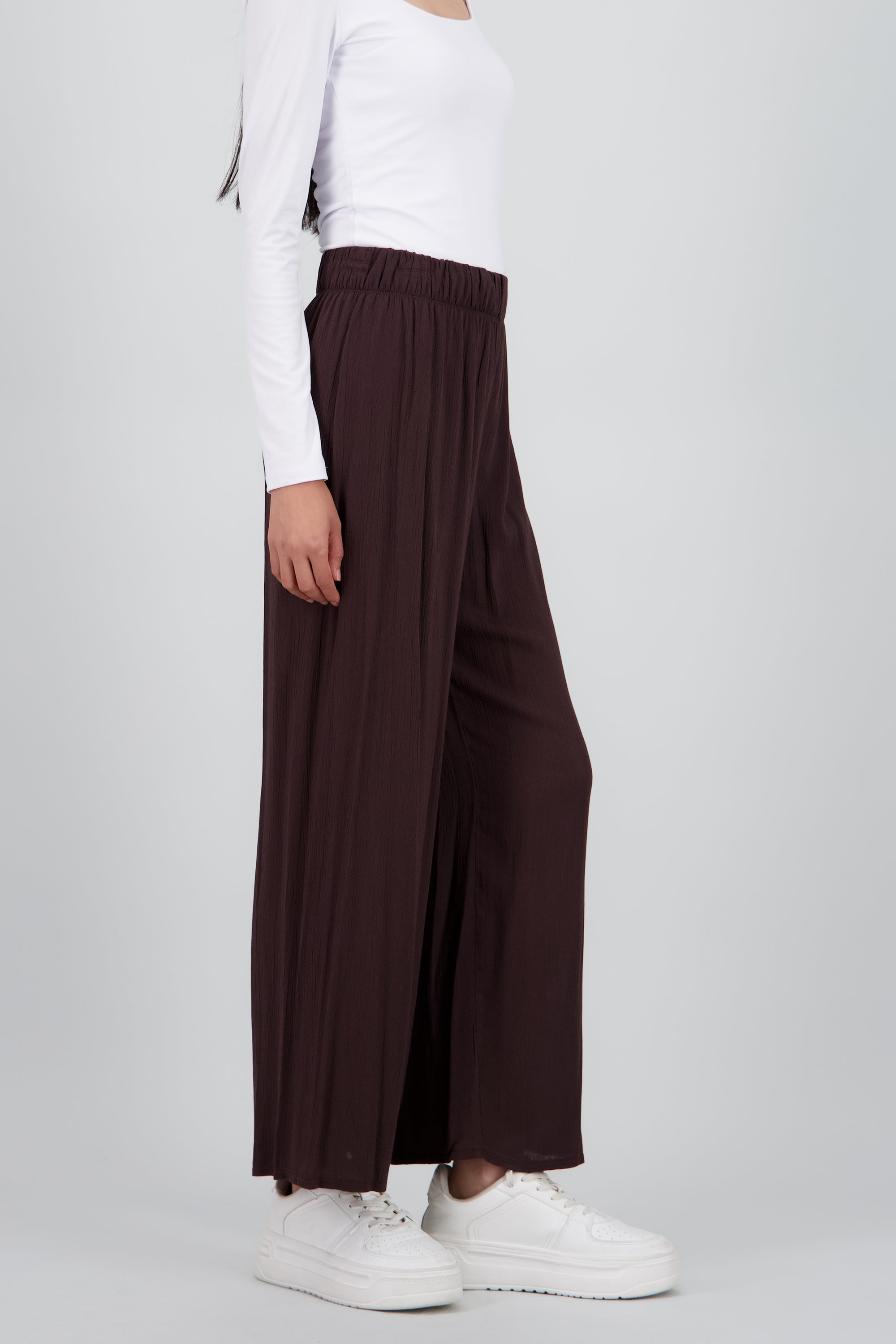 Pantalón Wide Leg Cintura Elástico CHOCOLATE