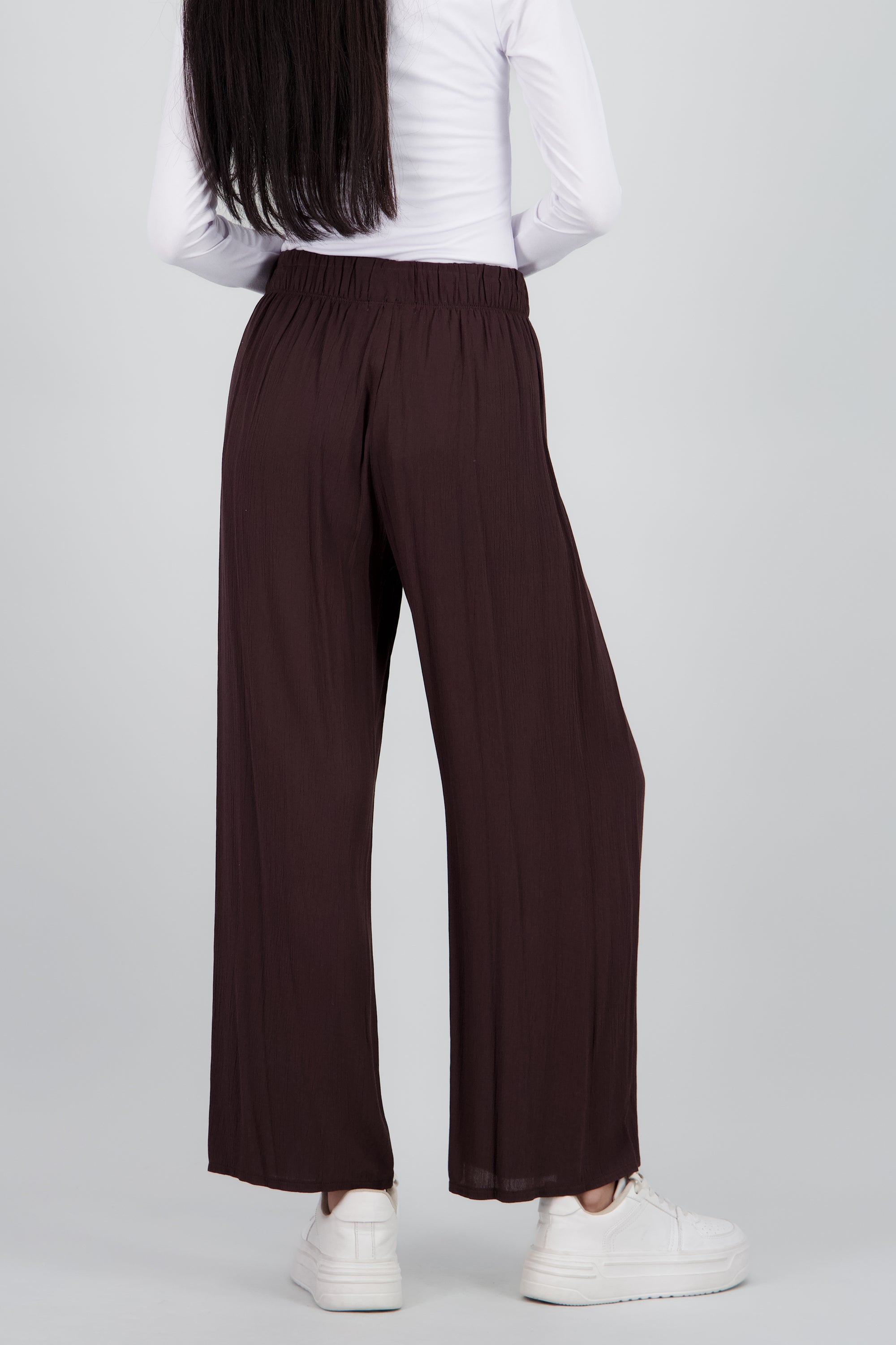 Pantalón Wide Leg Cintura Elástico CHOCOLATE