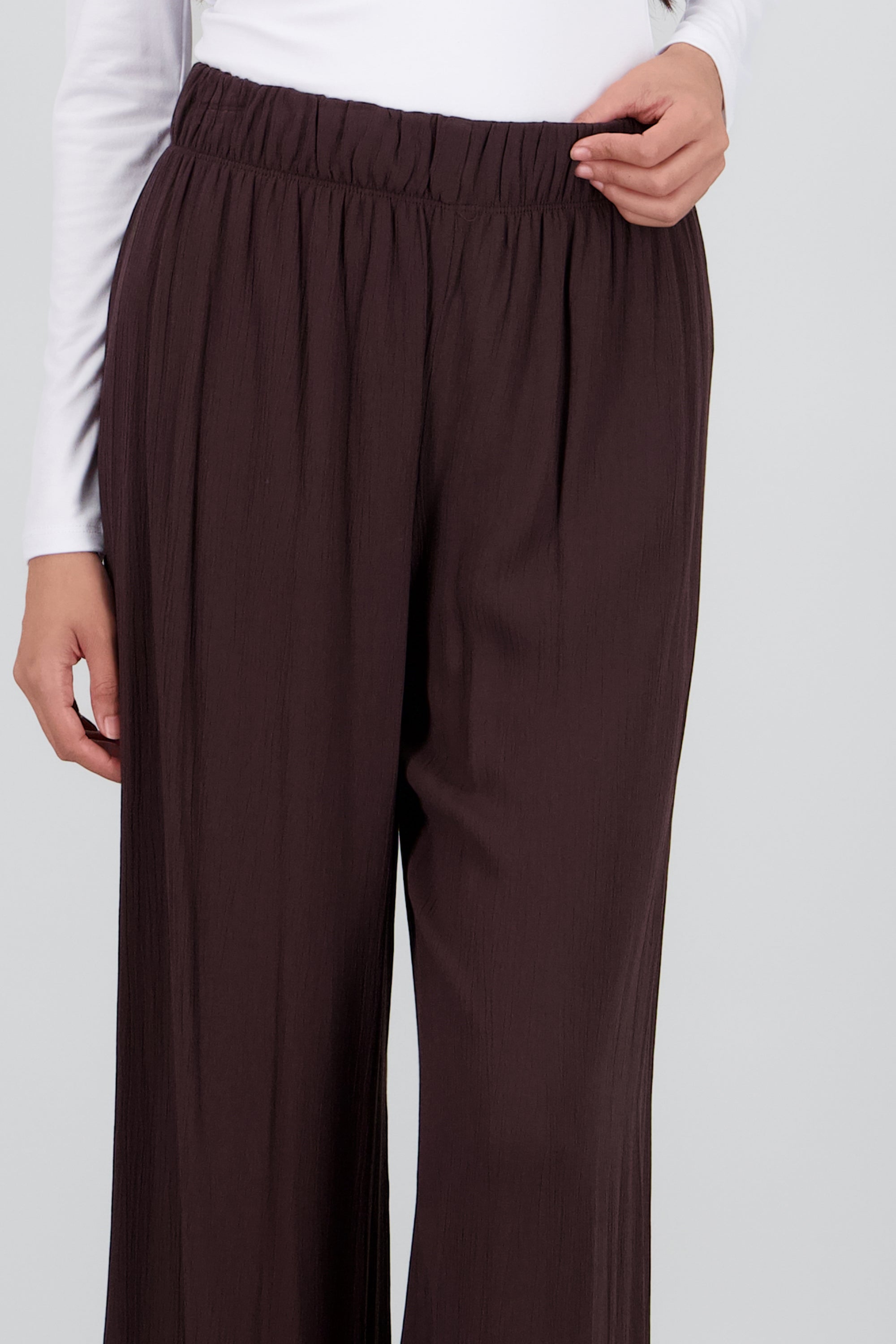 Pantalón Wide Leg Cintura Elástico CHOCOLATE
