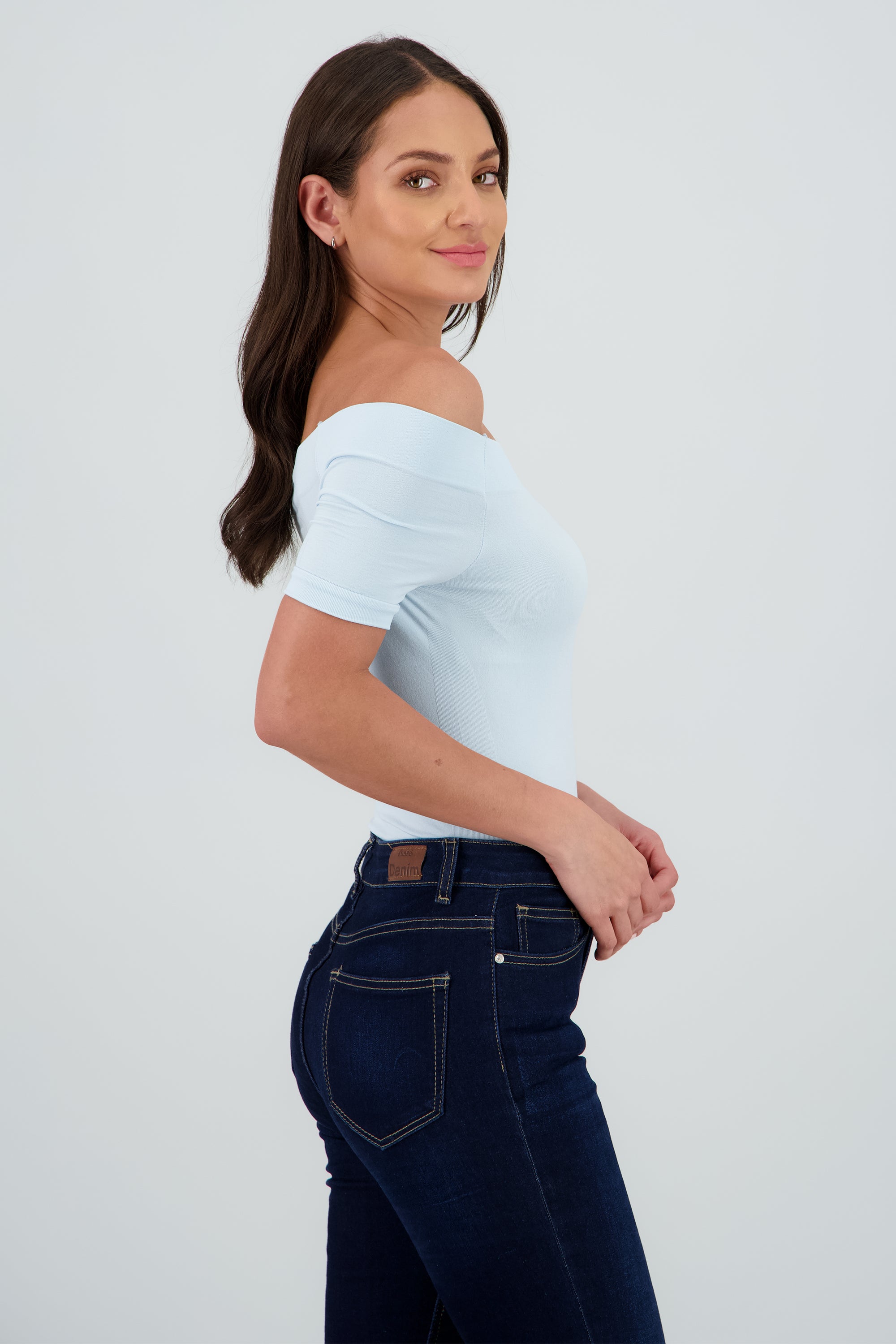 Bodysuit Liso Hombros Descubiertos AZUL PASTEL