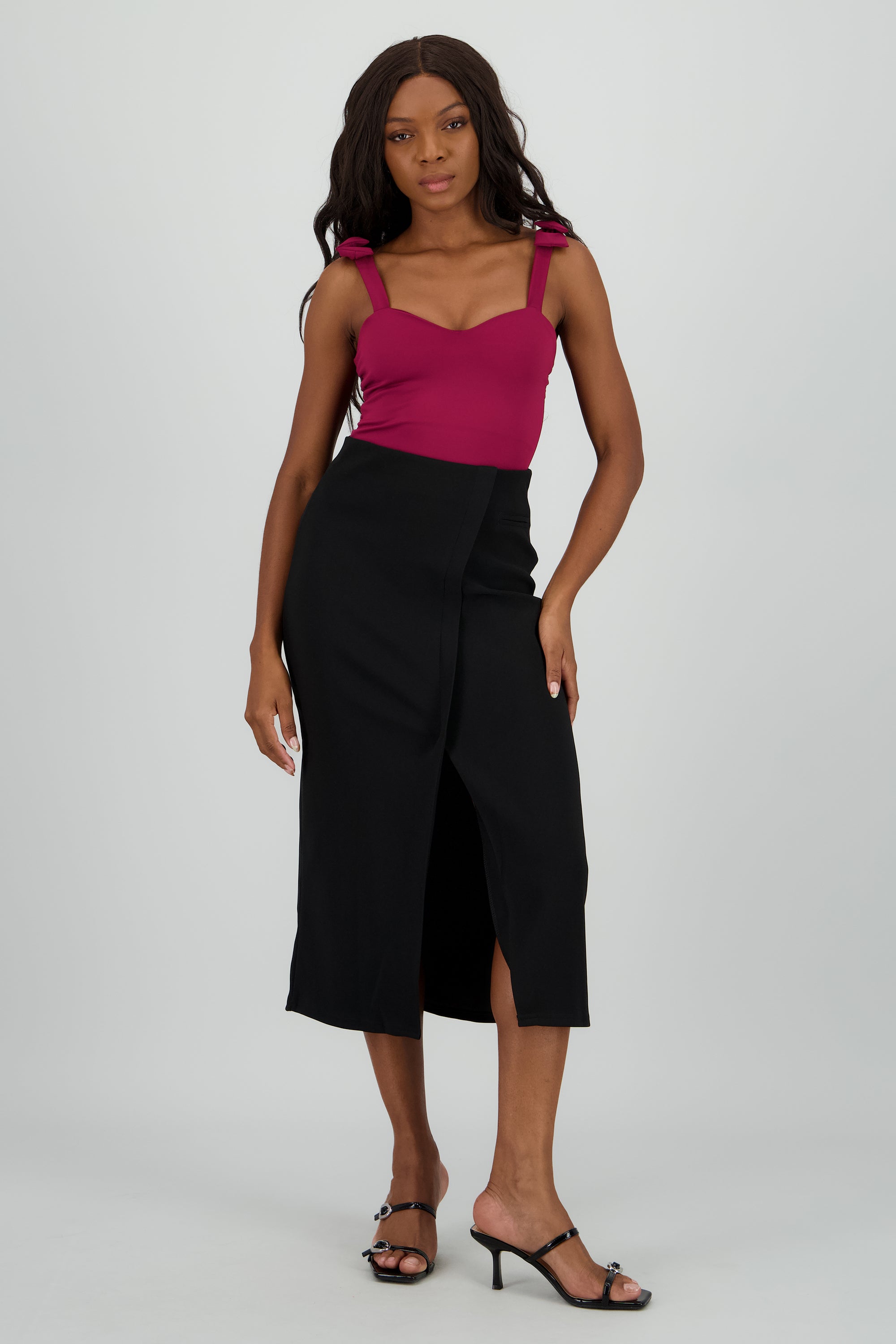 Falda midi corte NEGRO