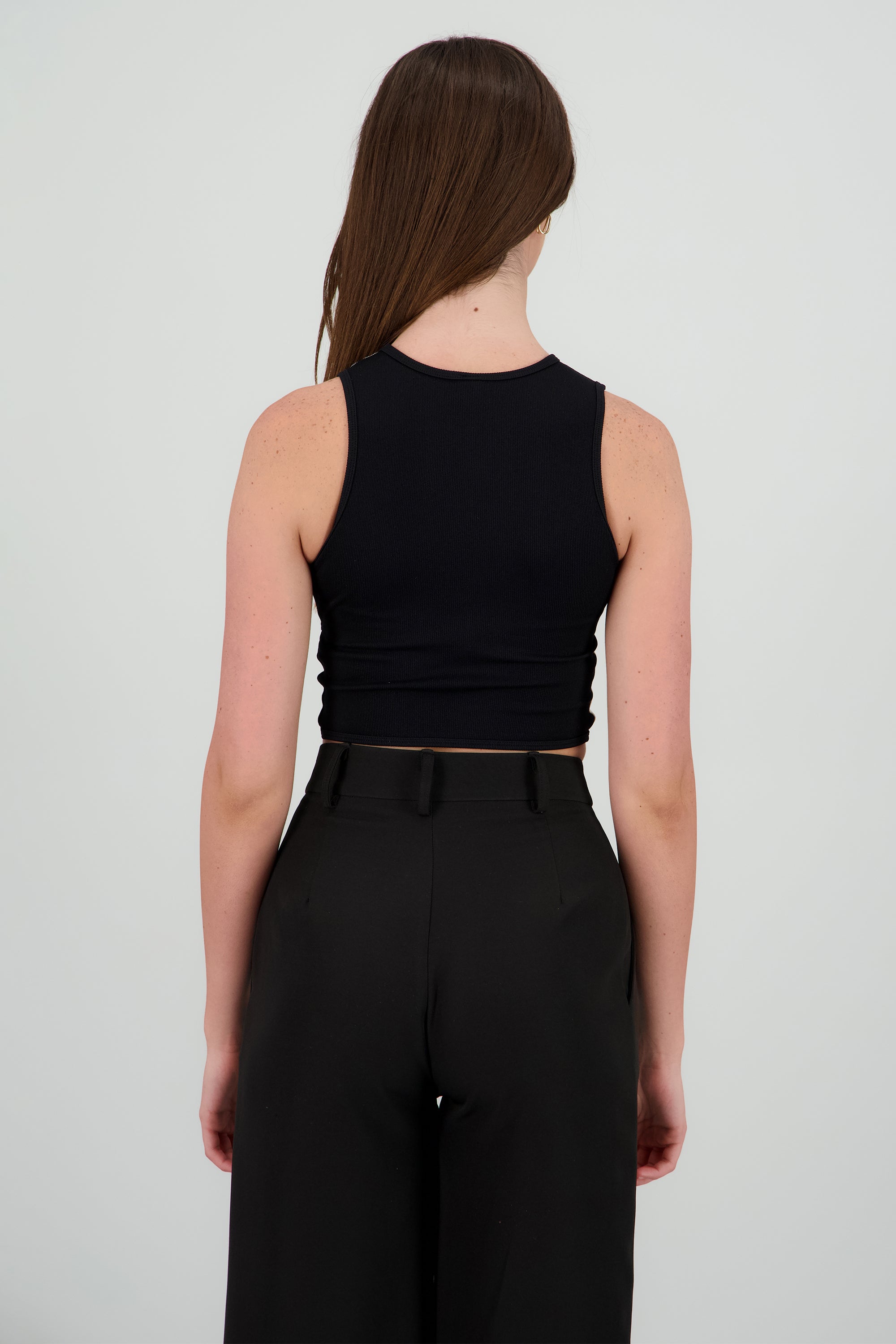 Top corte asimetrico bicolor NEGRO COMBO