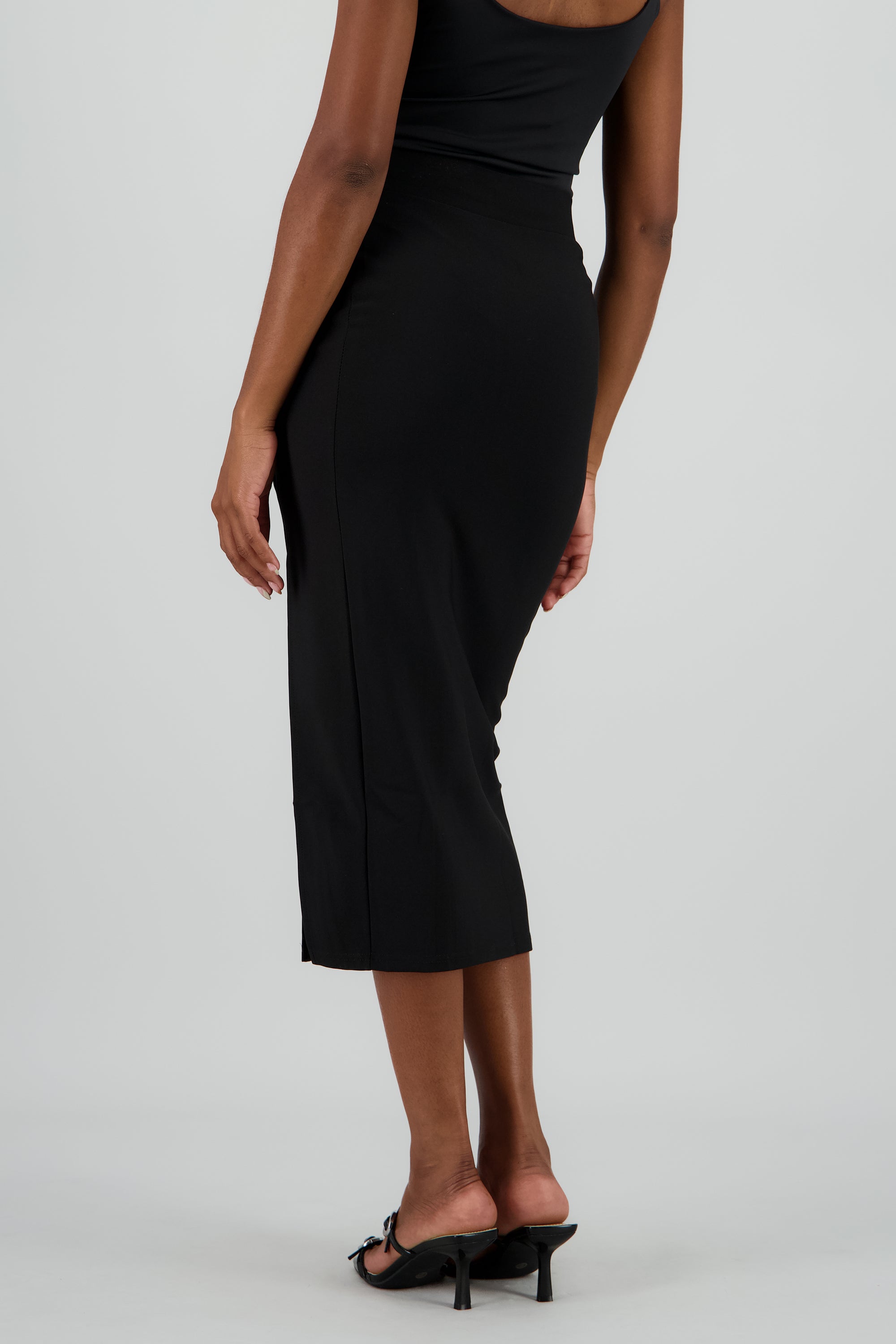 Falda midi recta NEGRO
