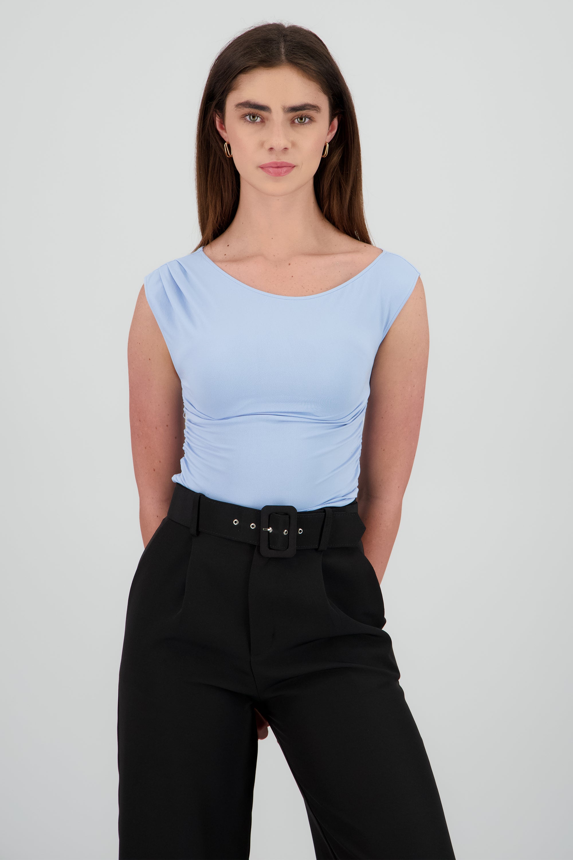 Top plisado sin mangas AZUL PASTEL