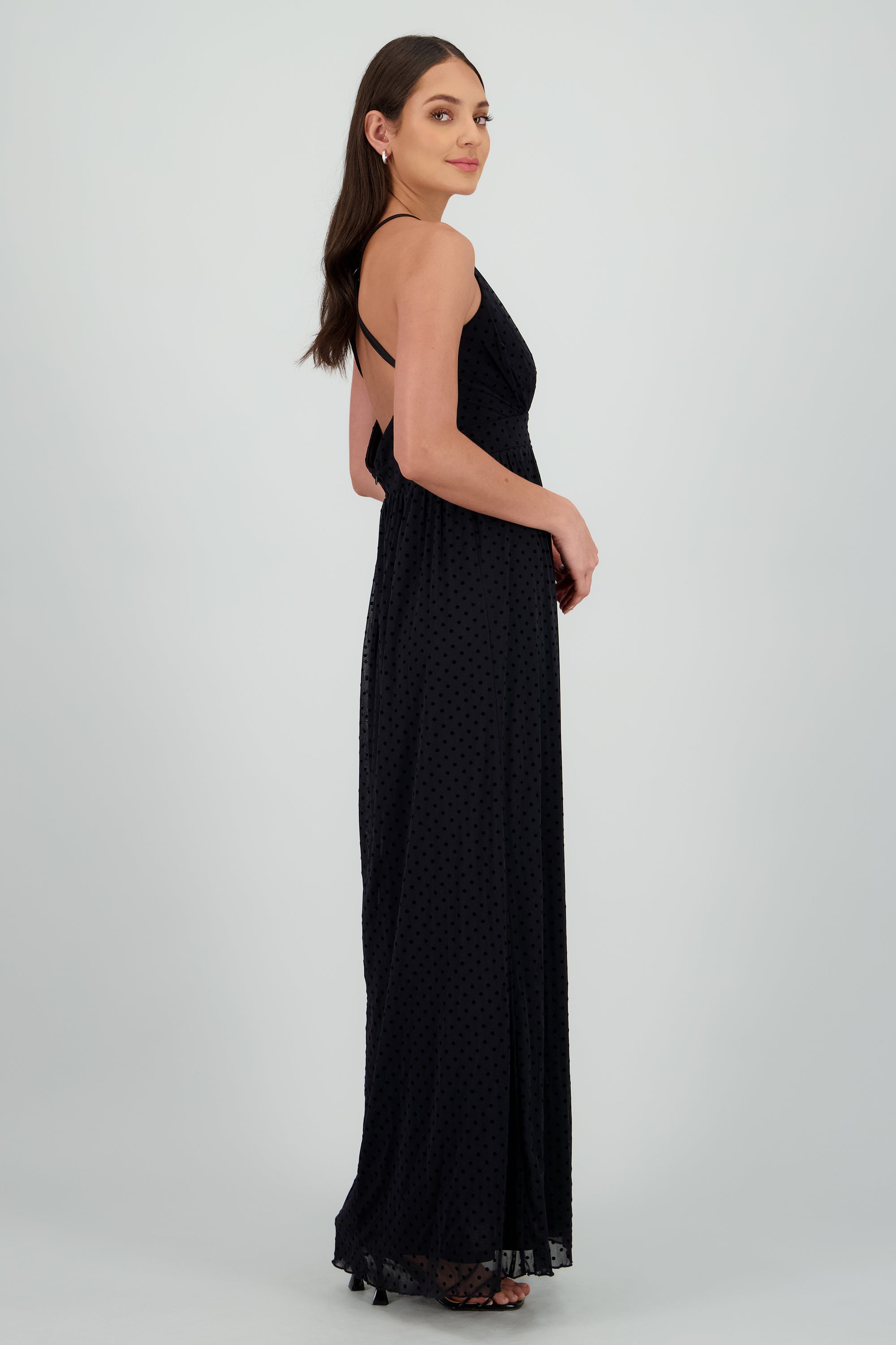 Vestido maxi det flores NEGRO