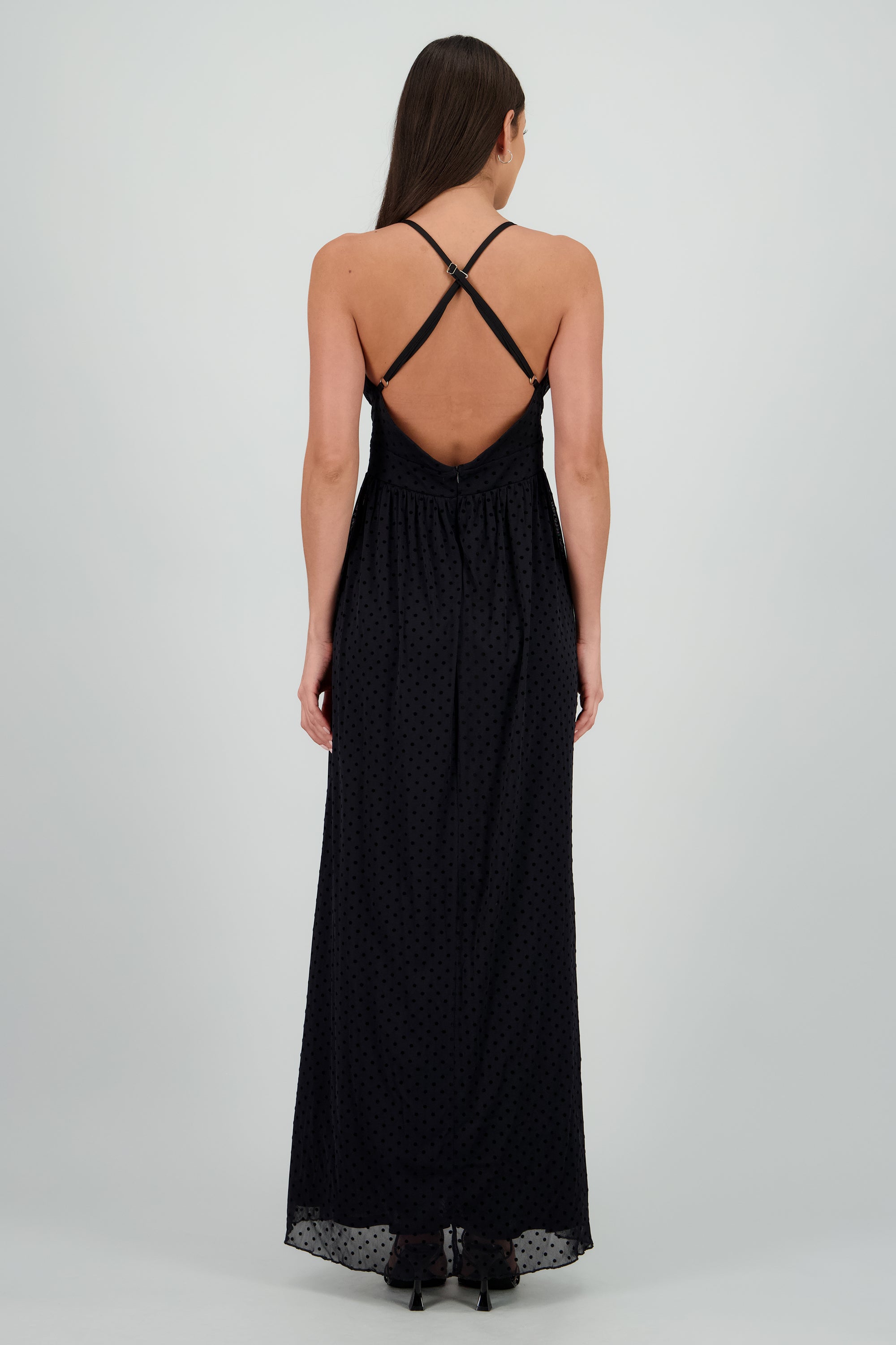 Vestido maxi det flores NEGRO