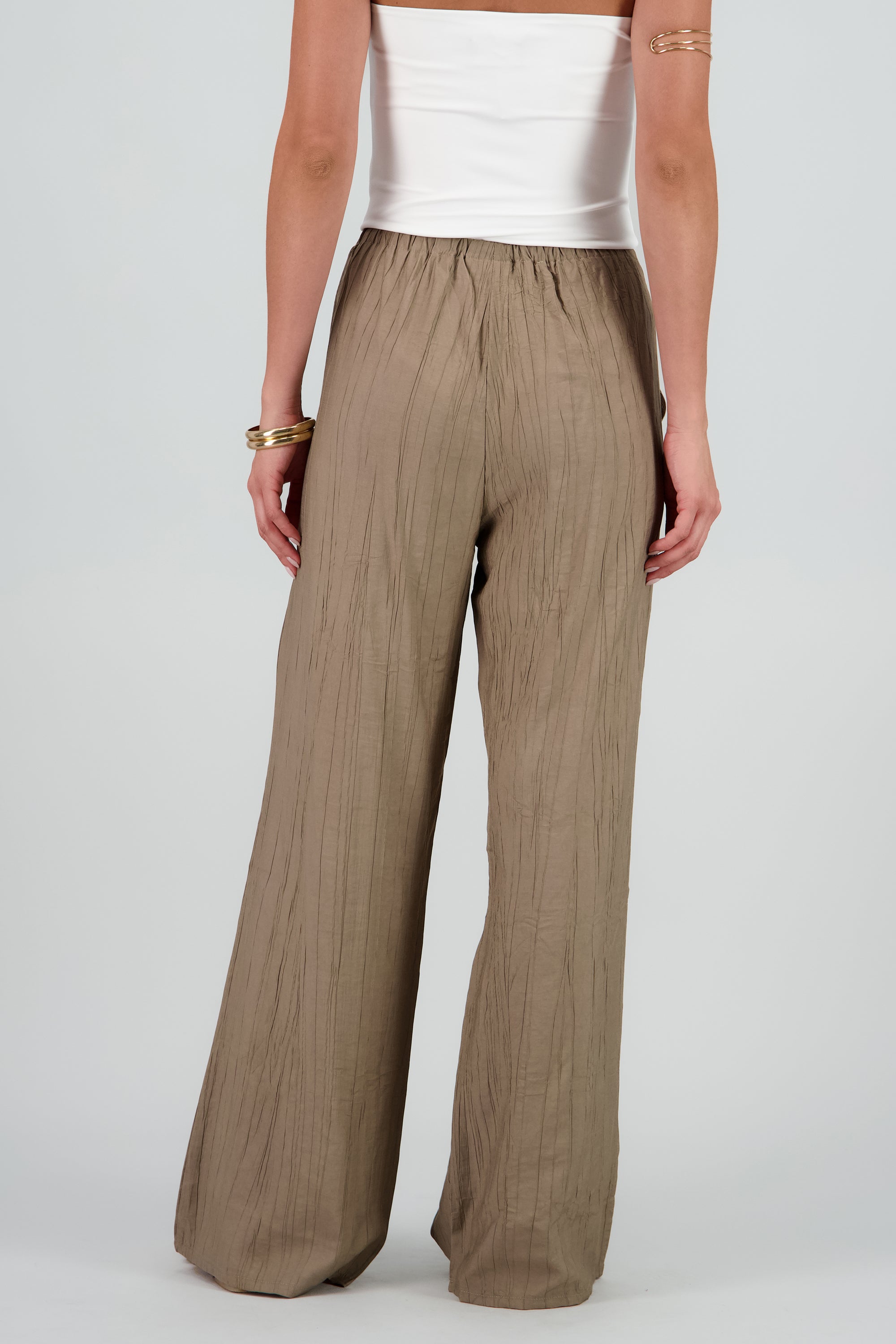 Pantalón fluido detalle jareta funcional GREIGE