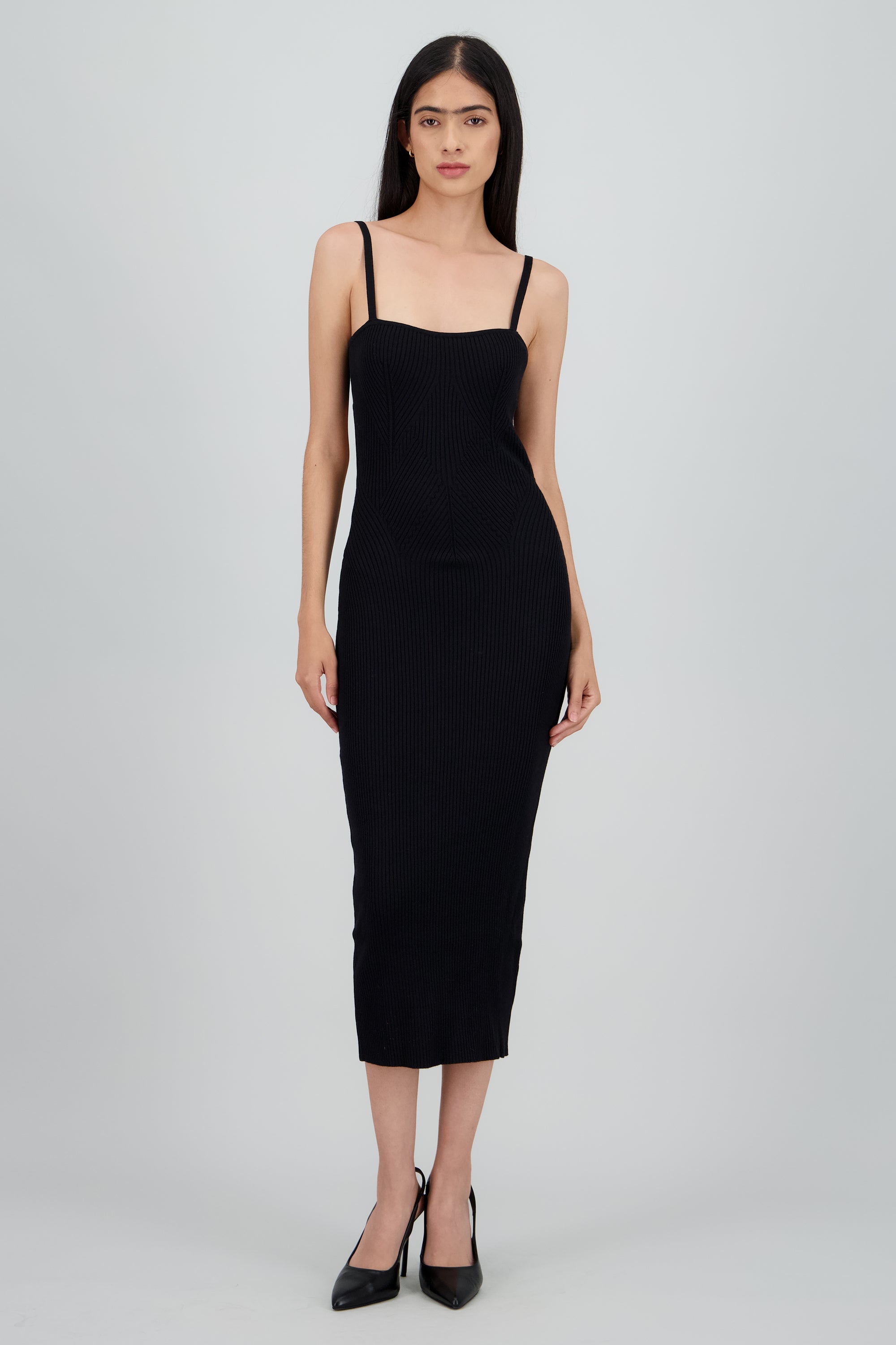 Vestido bodycon tejido espalda abierta NEGRO