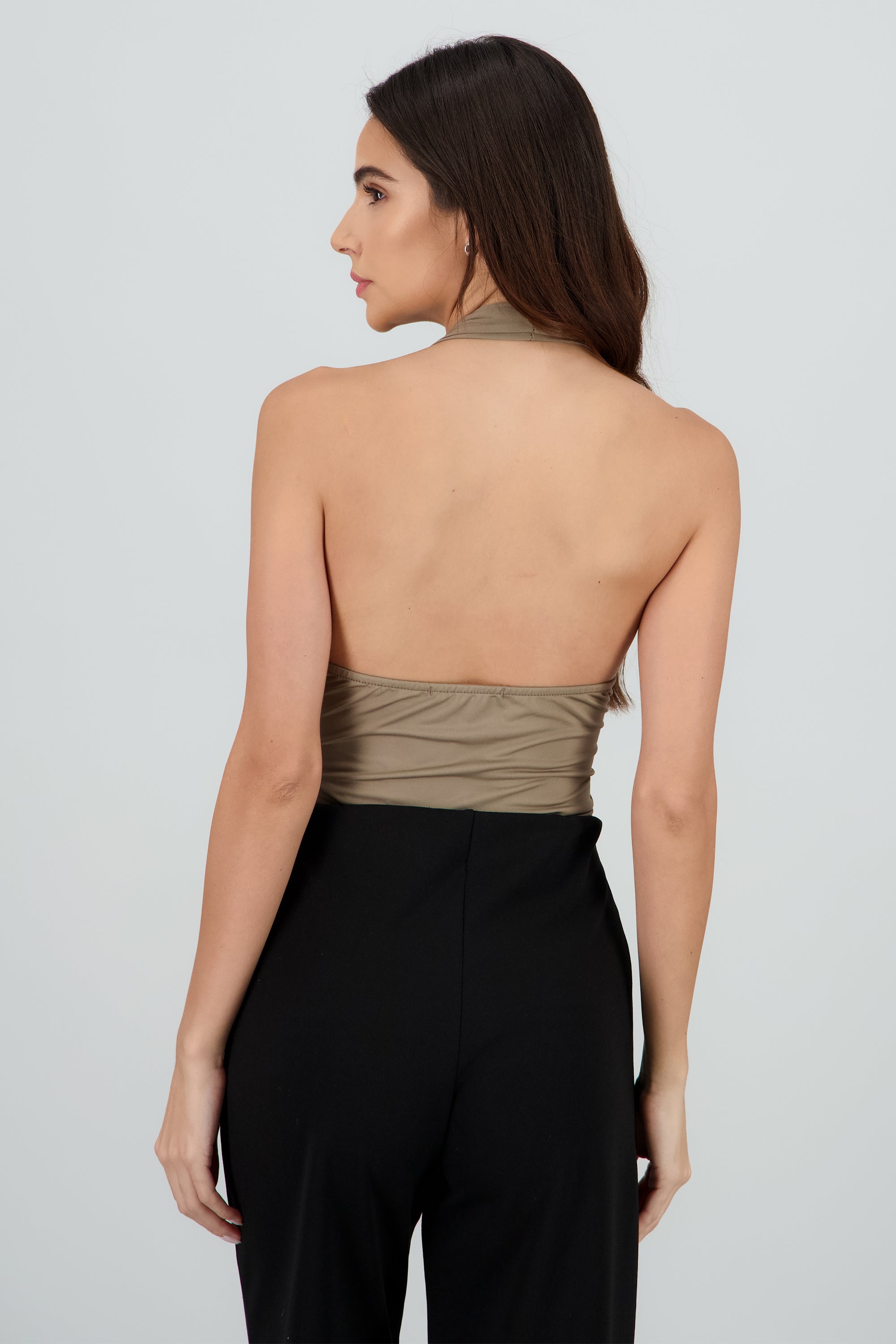 Top cuello halter TAUPE