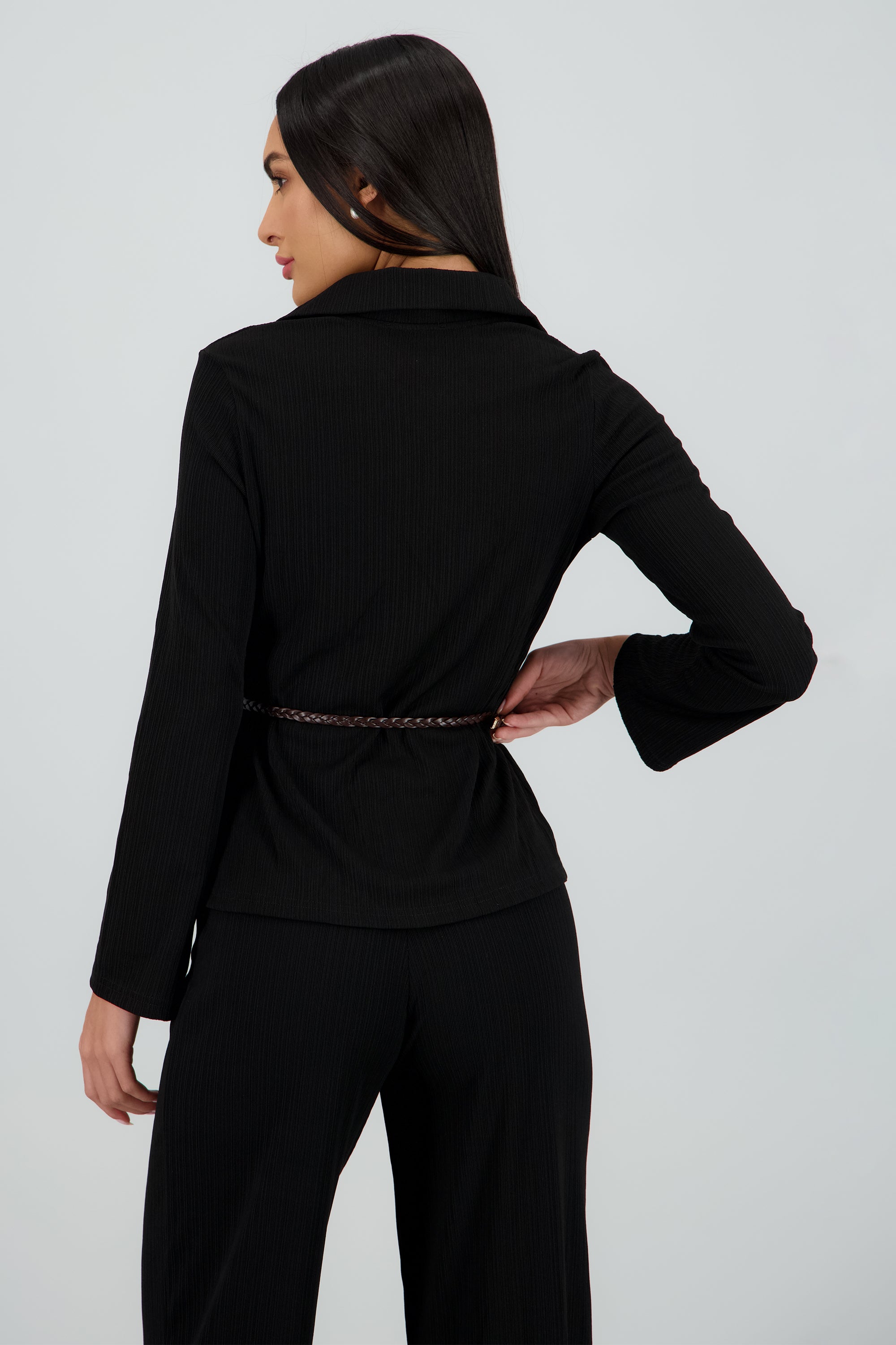 Camisa plisada NEGRO