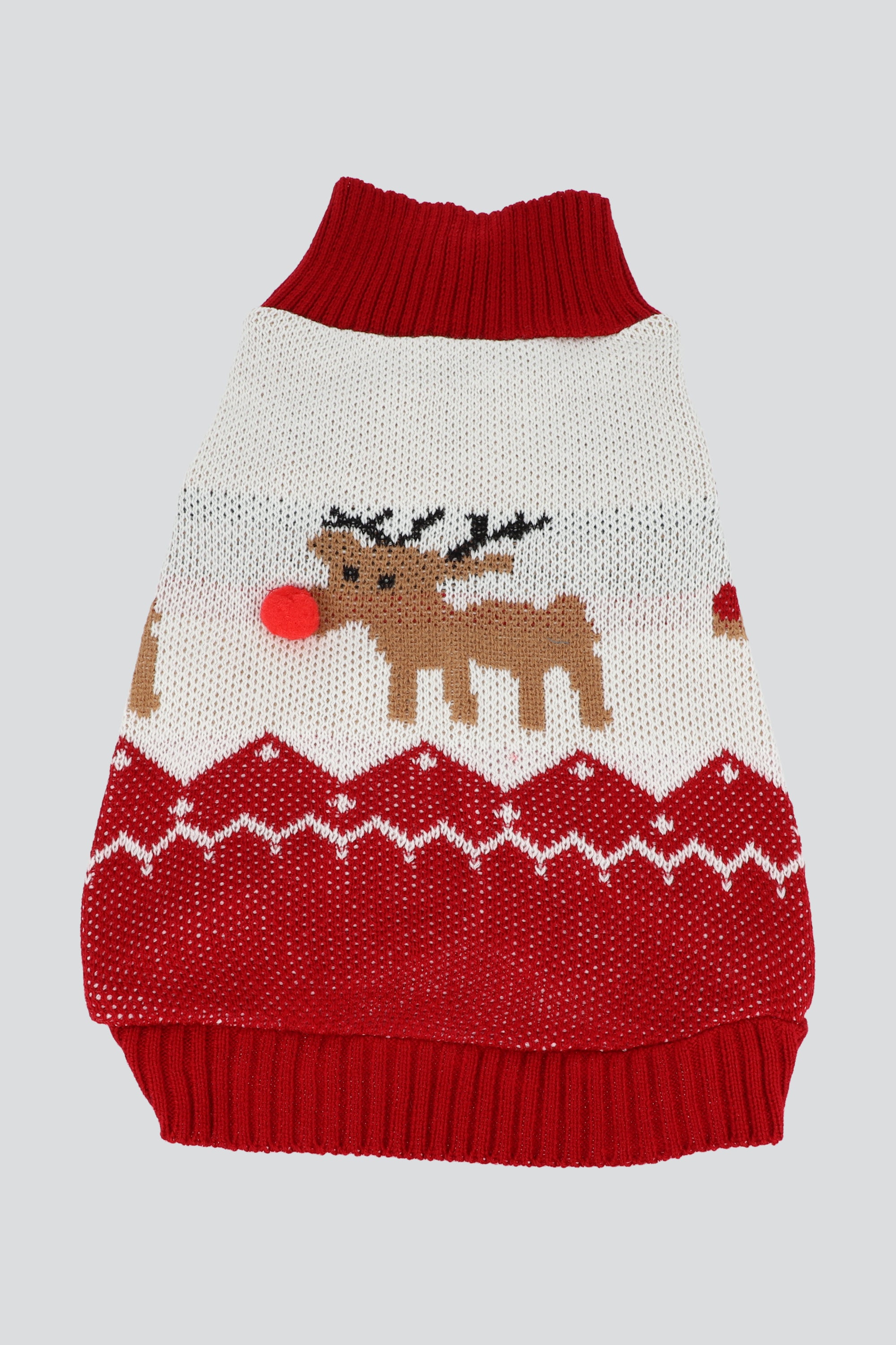 Sueter mascota reno con pompon ROJO