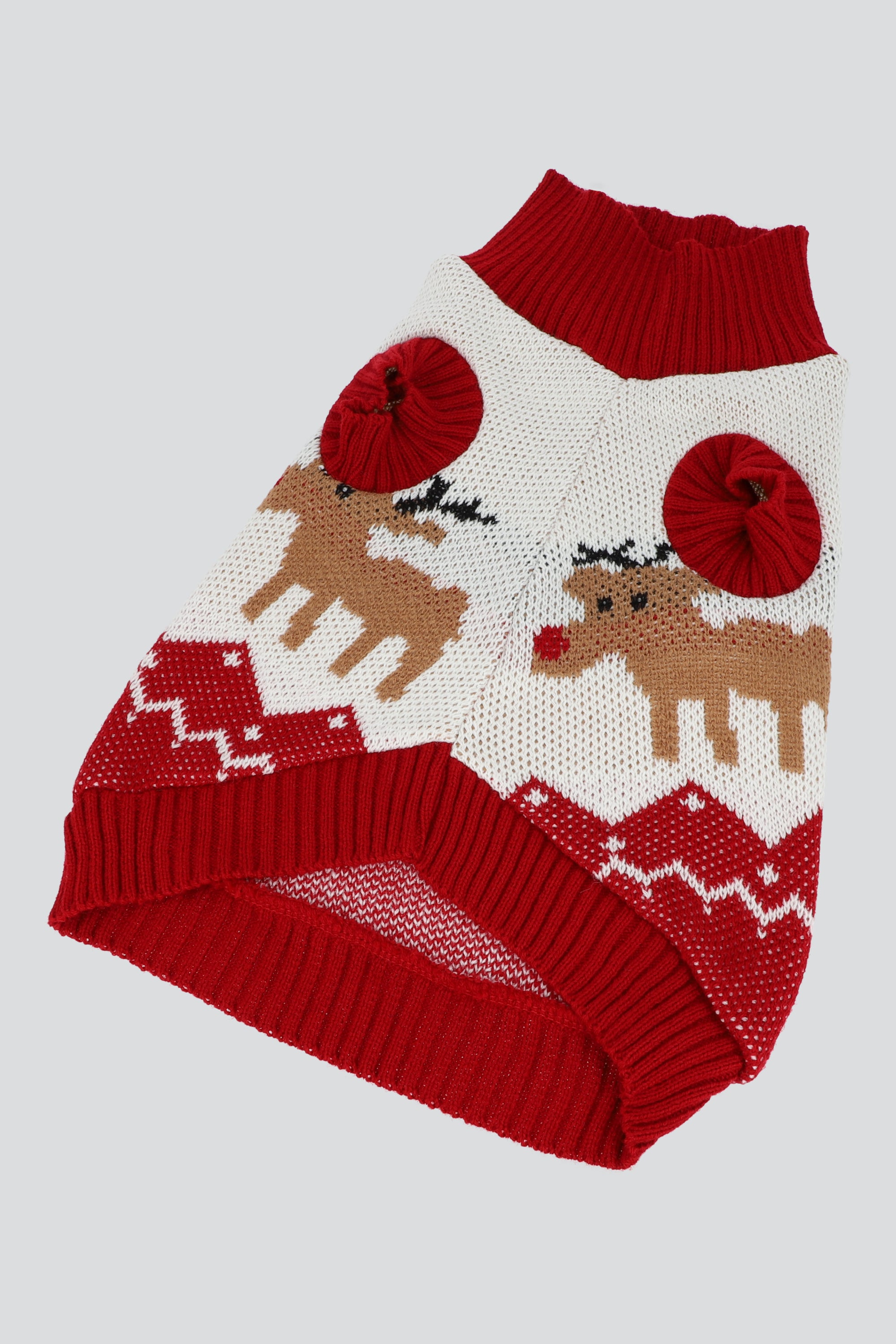 Sueter mascota reno con pompon ROJO