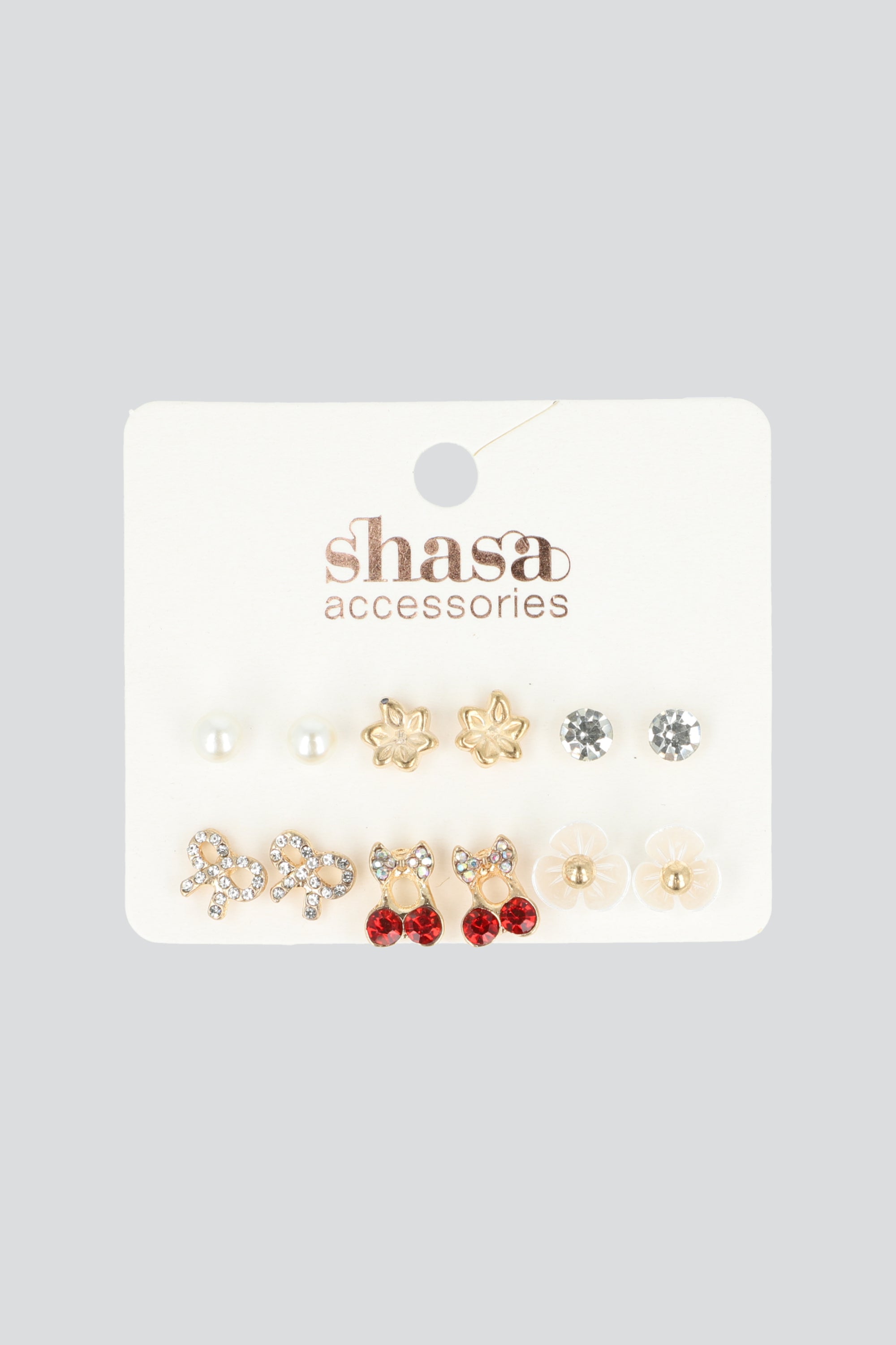 Set 6 pares aretes mini cereza ORO