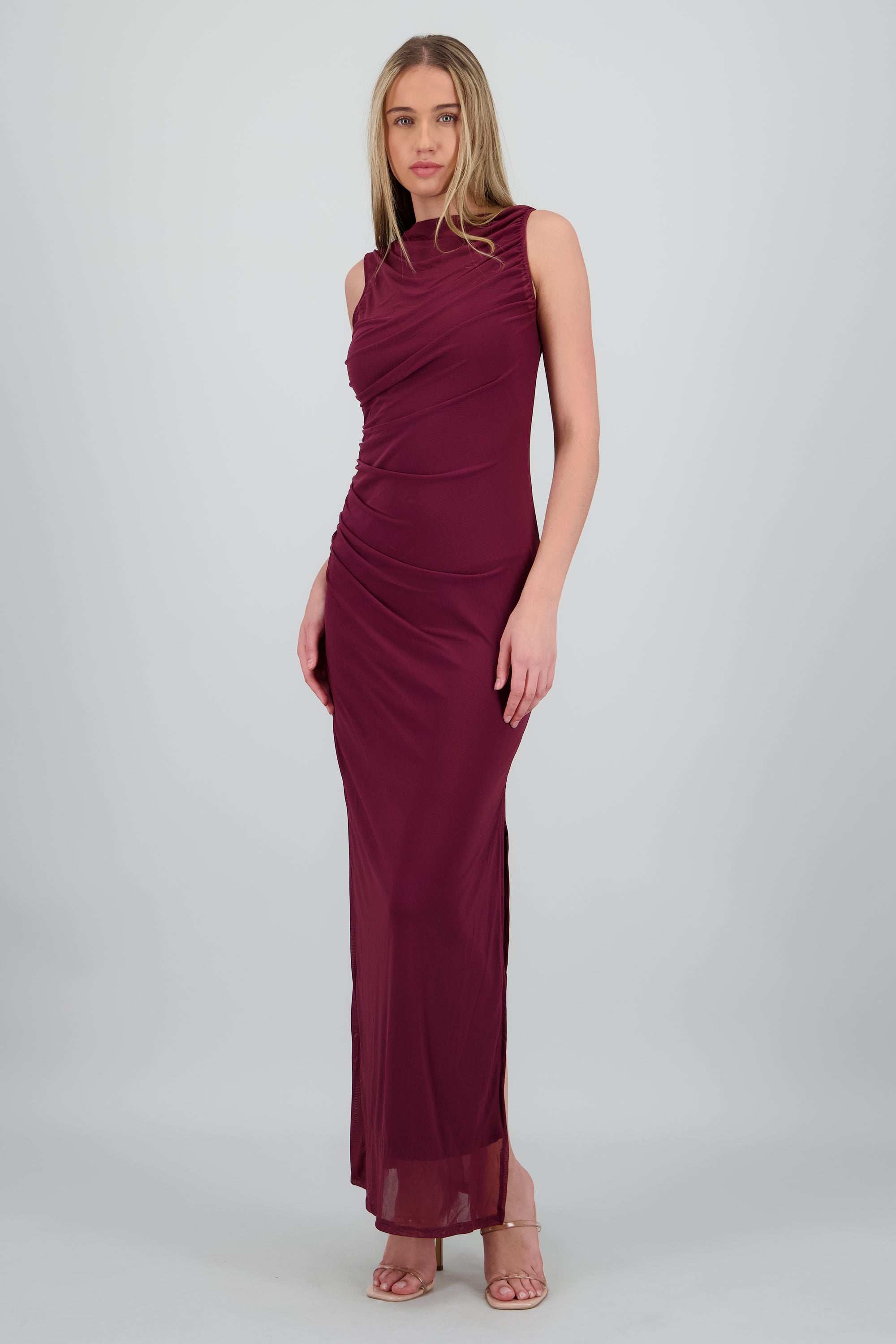 Vestido drapeado mesh VINO