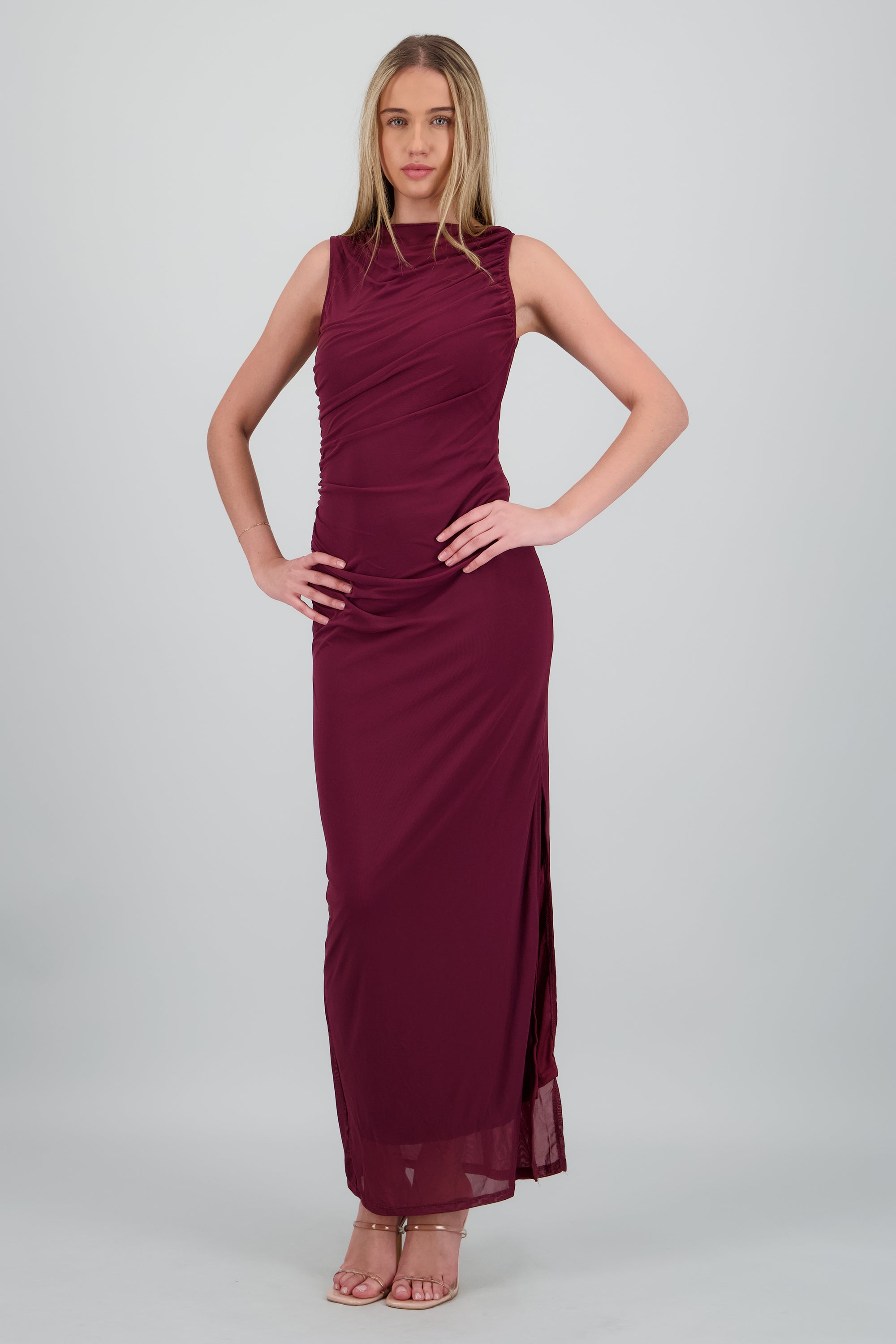 Vestido drapeado mesh VINO