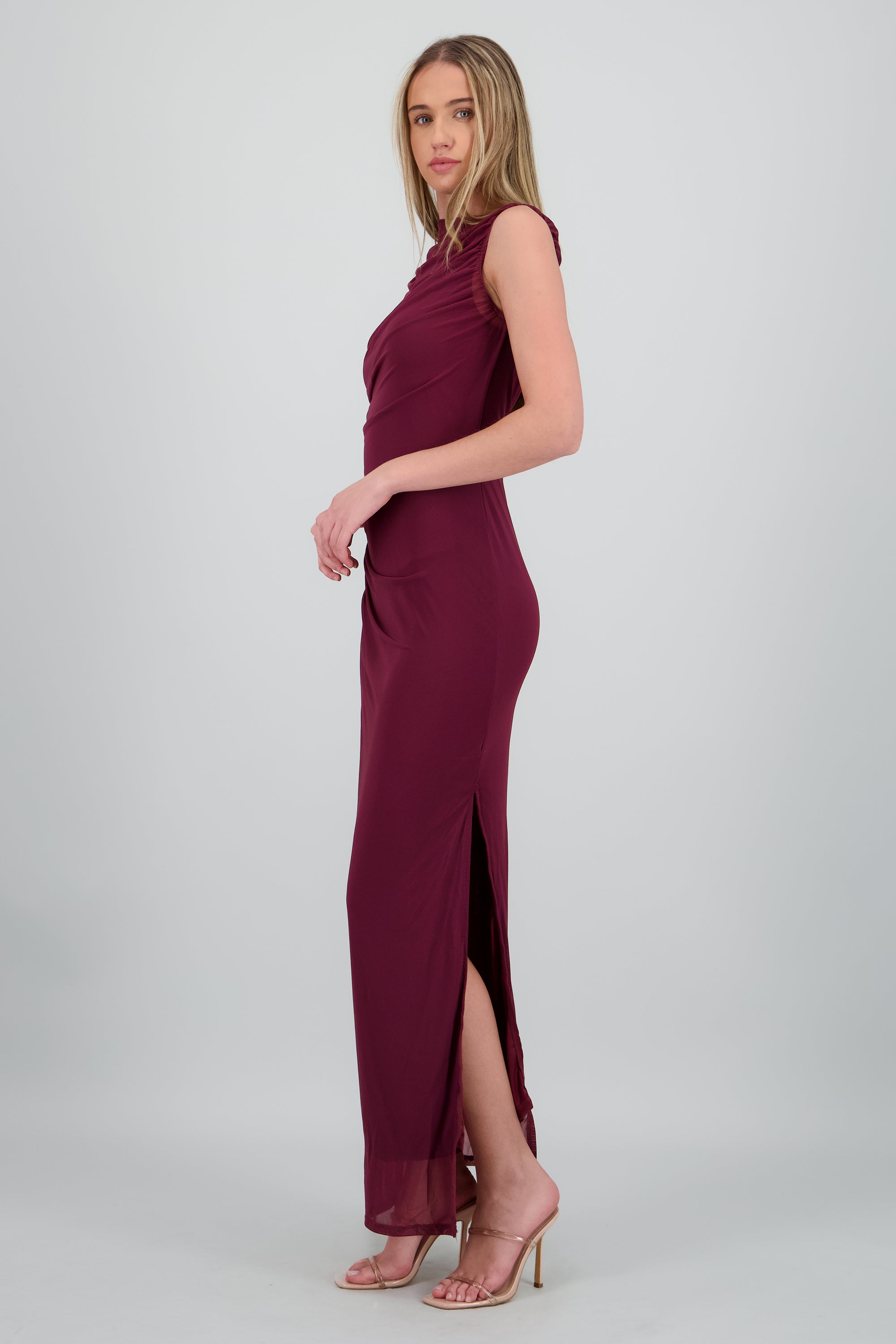 Vestido drapeado mesh VINO