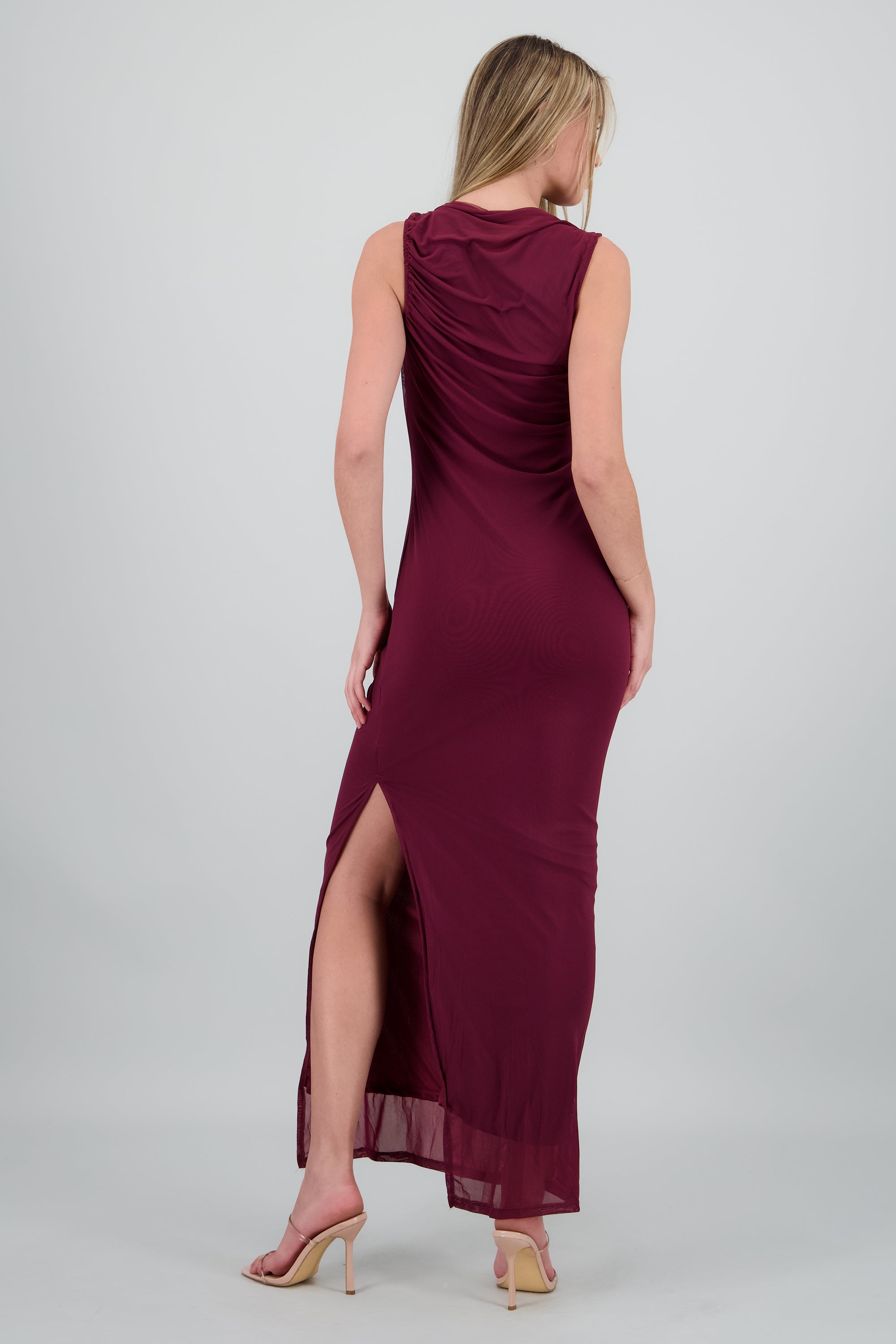 Vestido drapeado mesh VINO