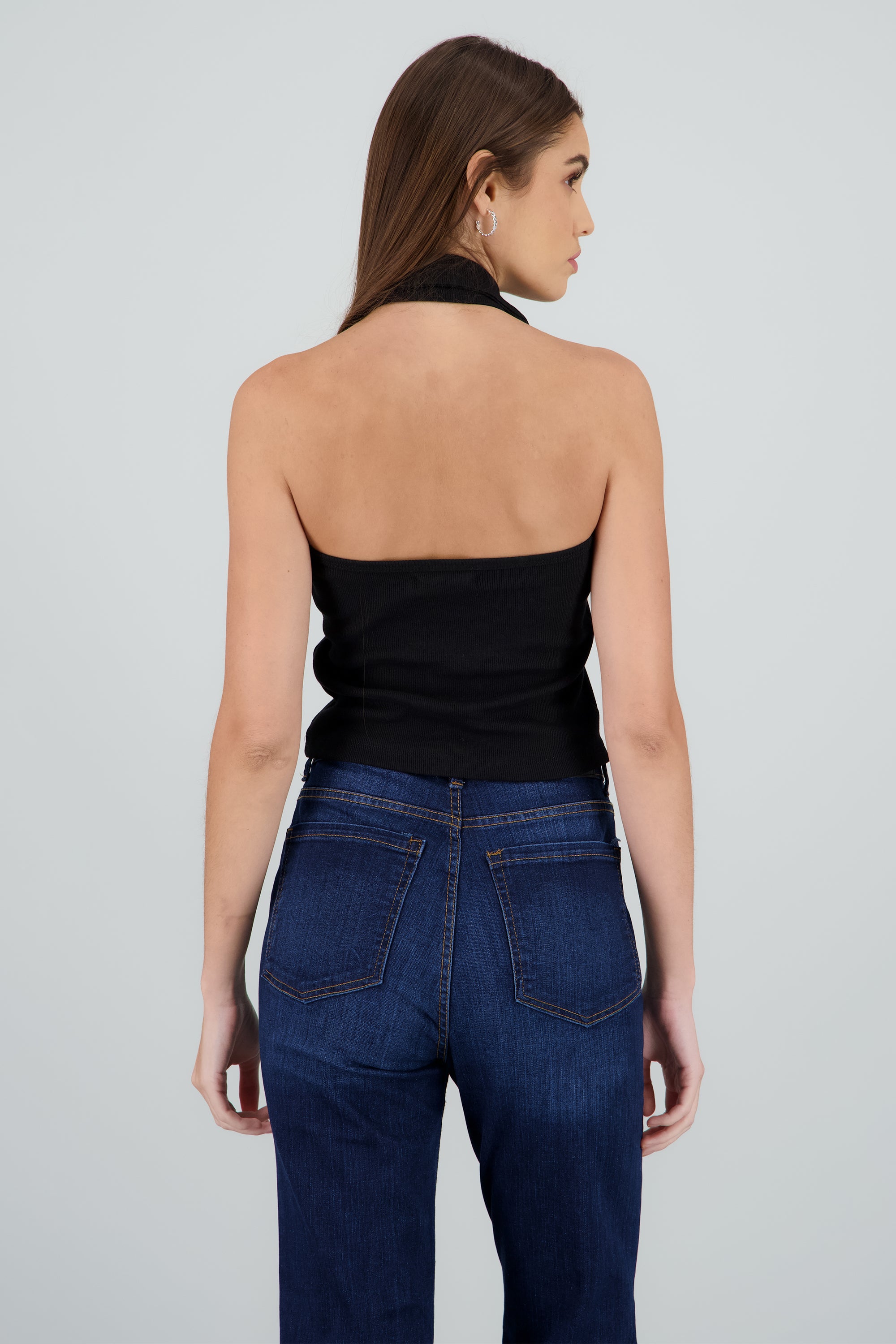 Top halter cuello polo NEGRO