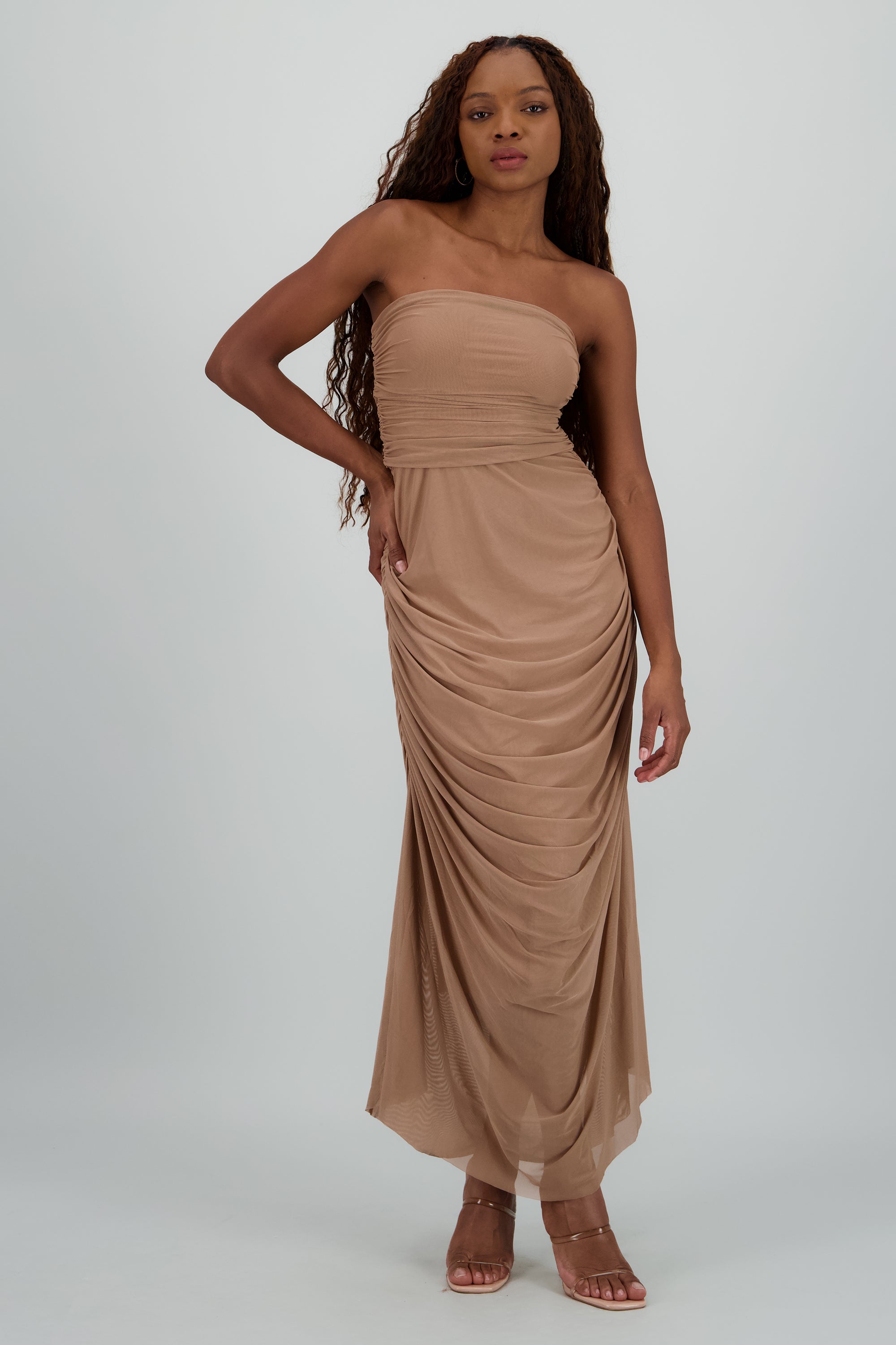 Maxi vestido liso mesh ARENA