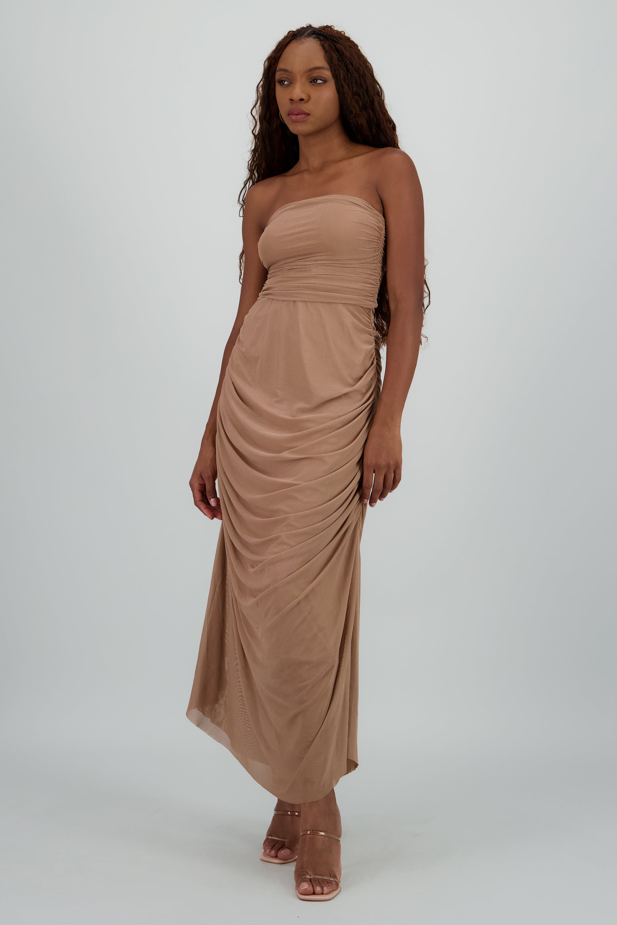 Maxi vestido liso mesh ARENA