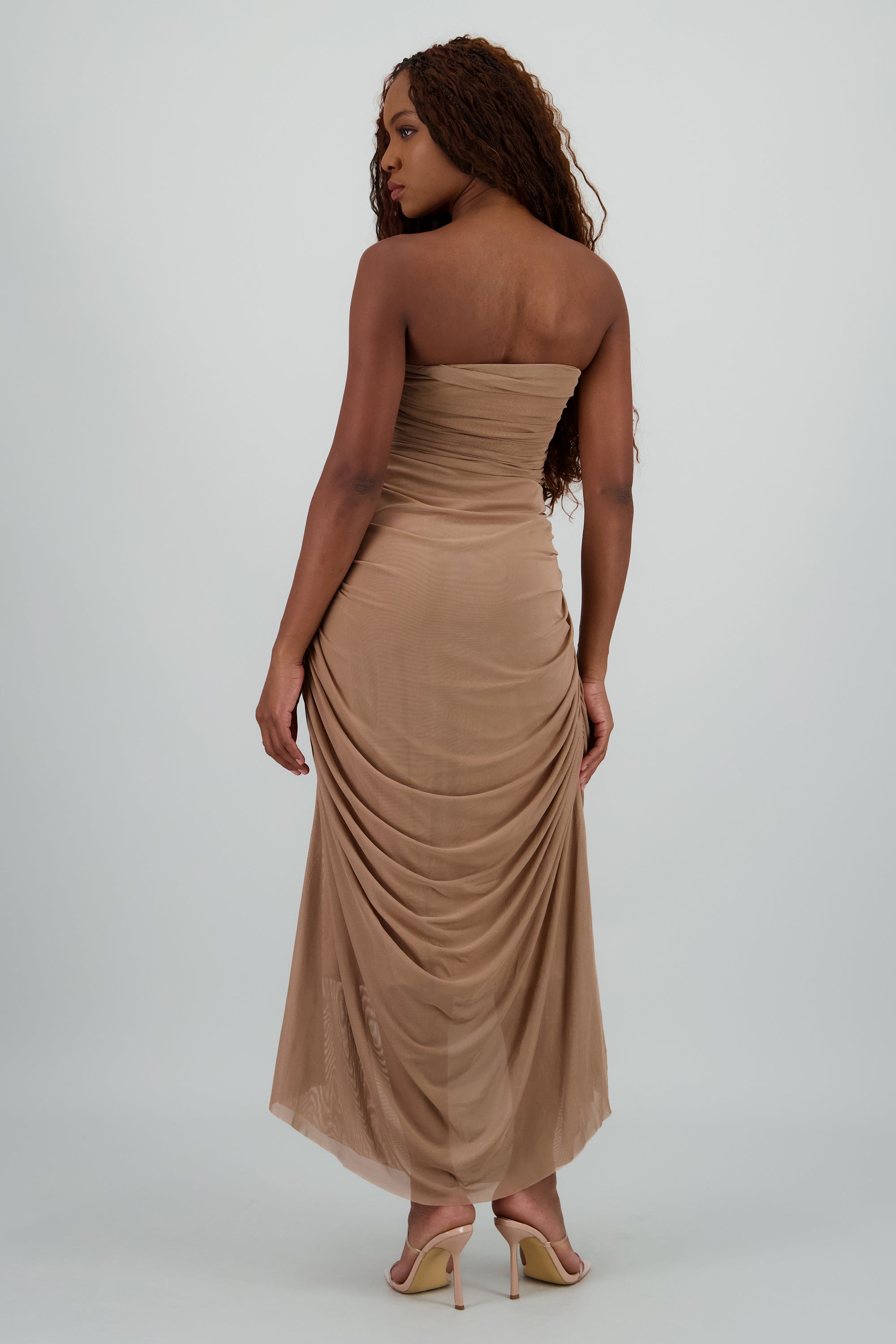 Maxi vestido liso mesh ARENA