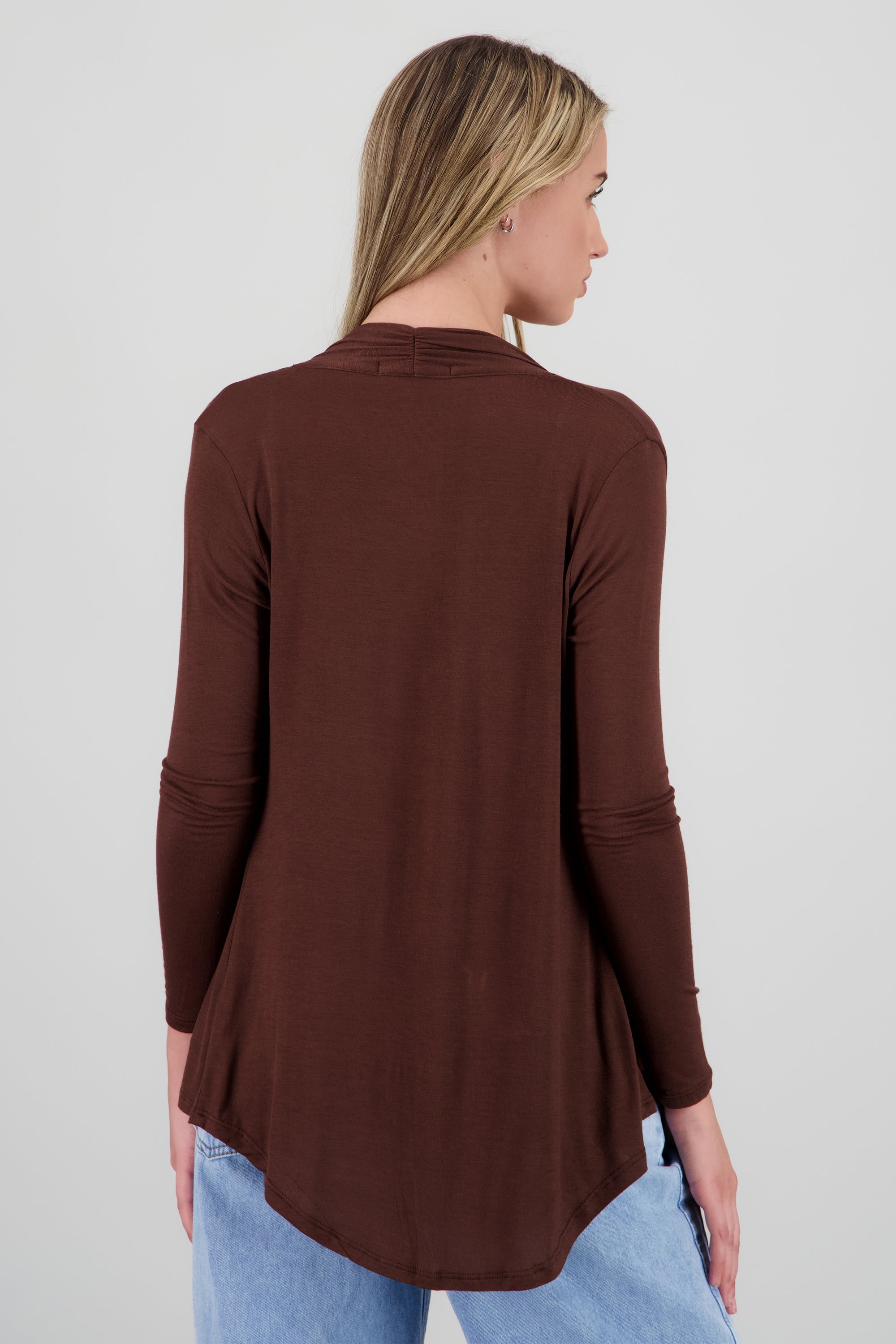 Cárdigan Corto Caída Cascada Manga Larga CHOCOLATE