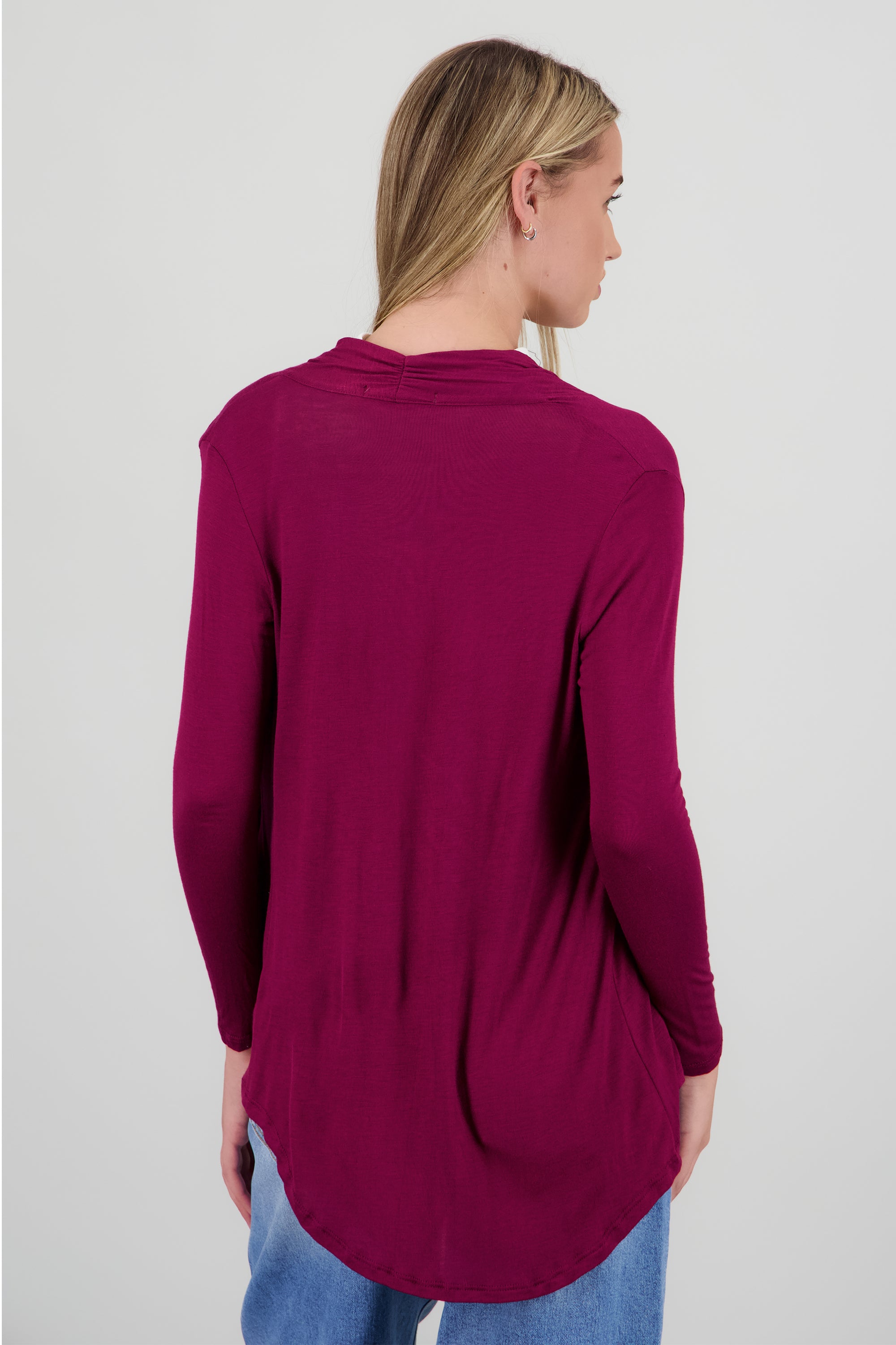 Cárdigan Corto Caída Cascada Manga Larga VINO