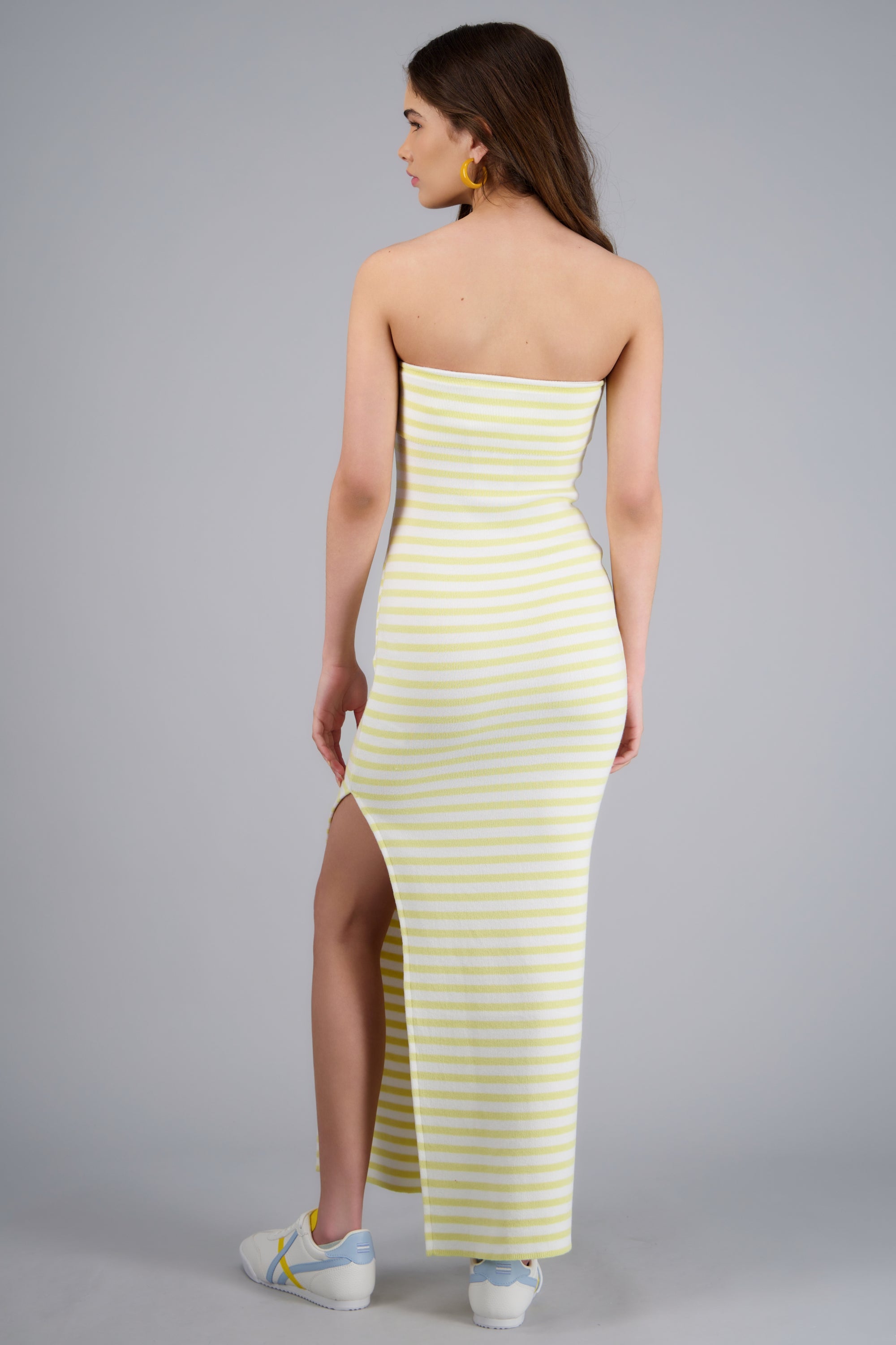 VESTIDO MAXI DET DOBLEZ KNI AMARILLO PASTEL
