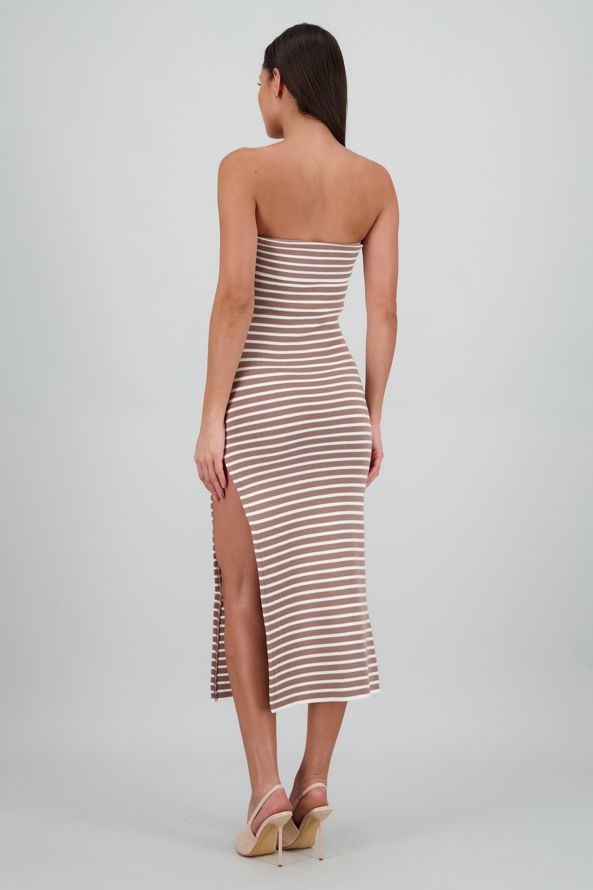 Vestido maxi detalle doblez CHOCOLATE