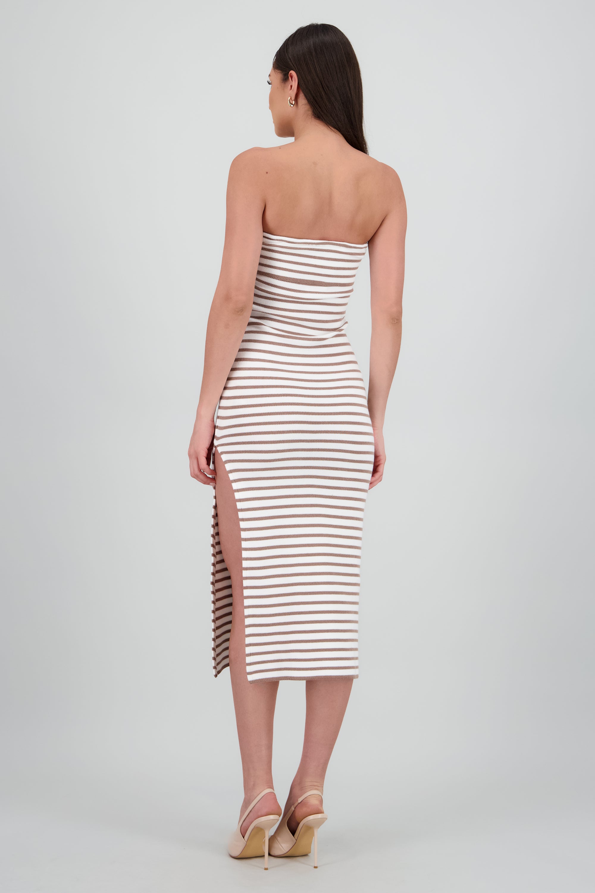 Vestido maxi detalle doblez CAFE COMBO