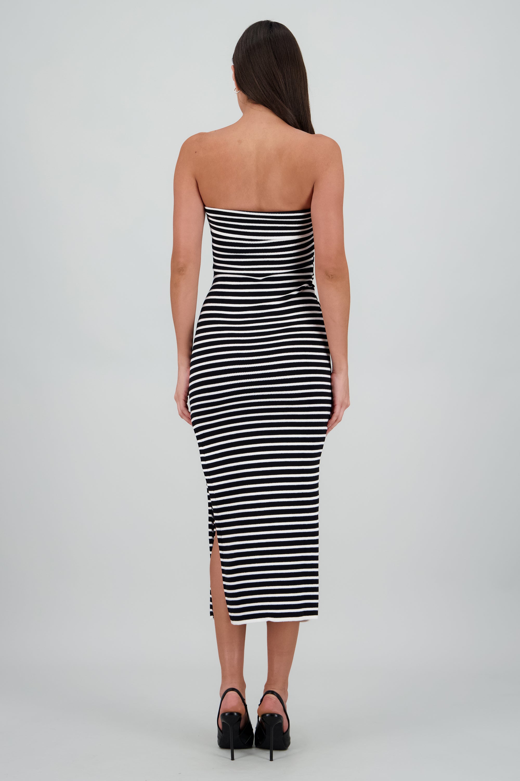 Vestido maxi detalle doblez NEGRO COMBO