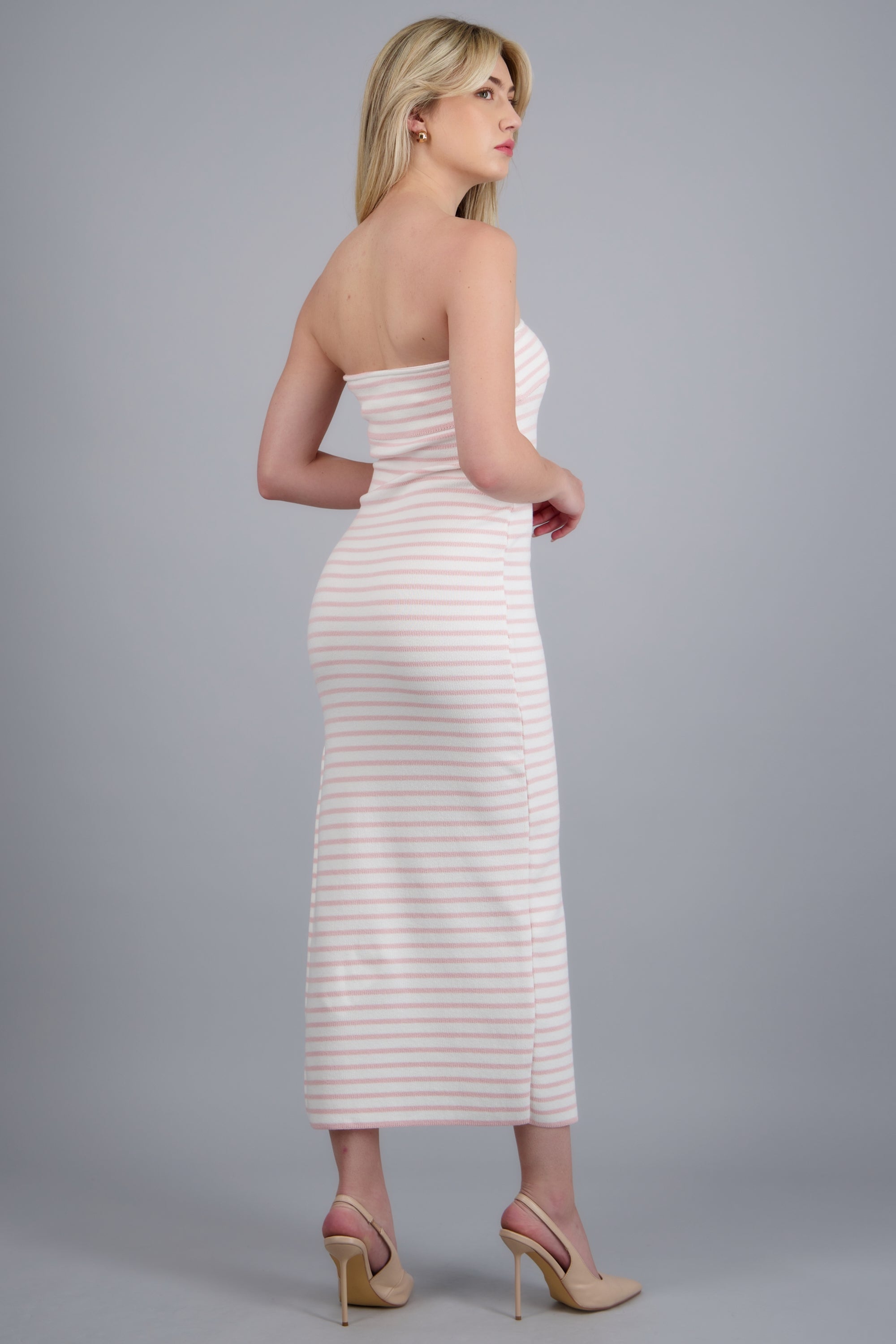 VESTIDO MAXI DET DOBLEZ KNI ROSA COMBO